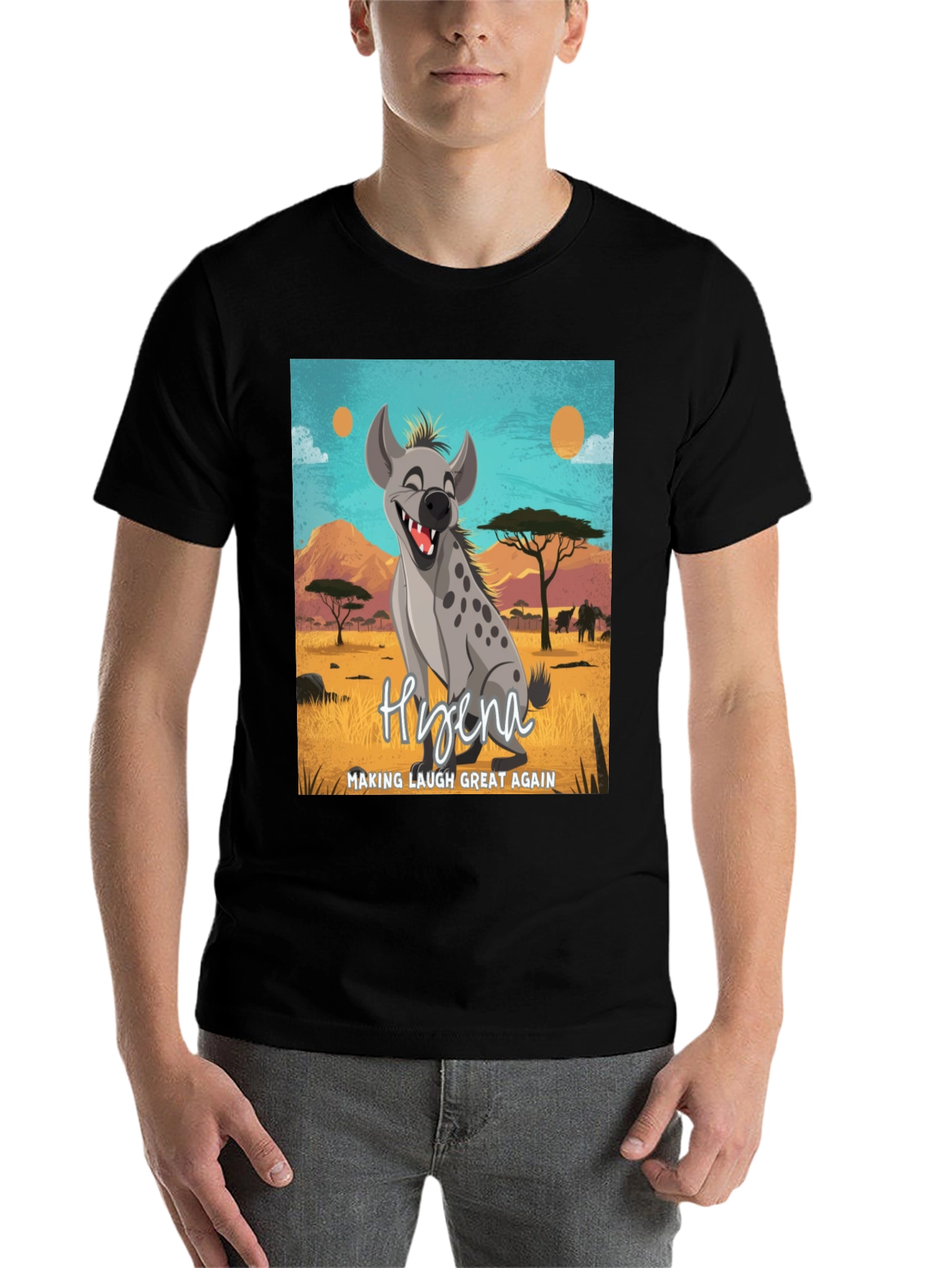Black Hyena Making Laugh Great Again T-Shirt view 7