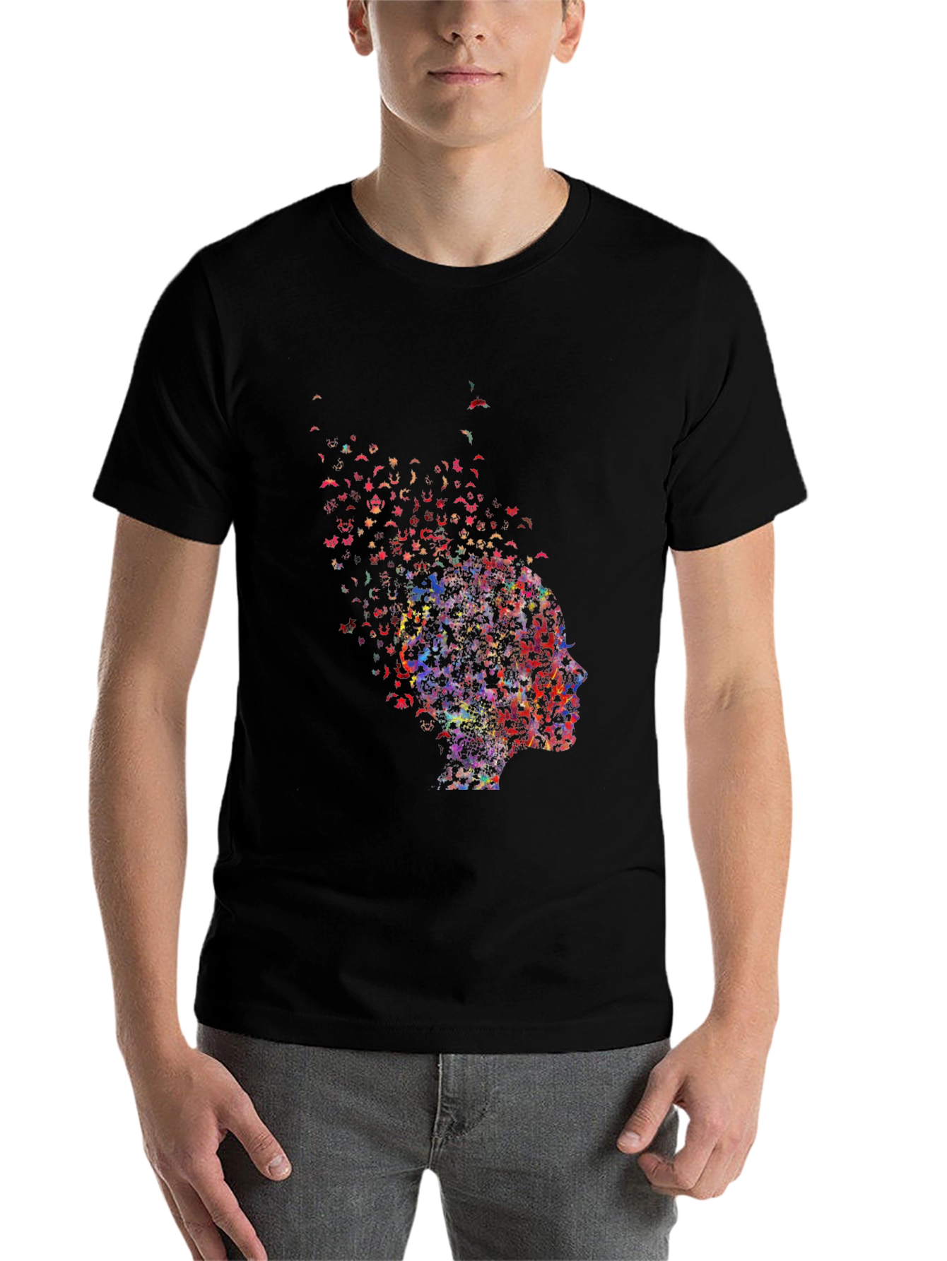Black Abstract Mind T-Shirt - Artistic Graphic Tee view 7