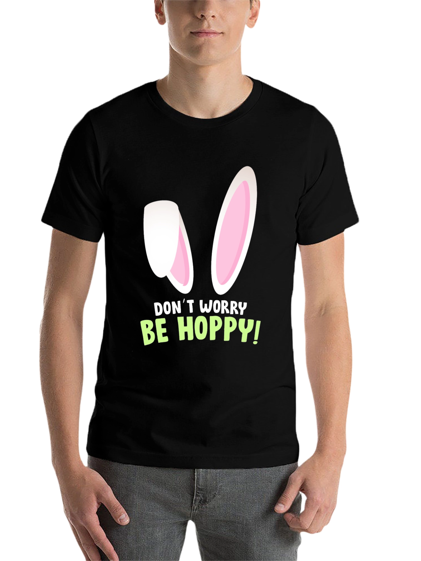 Camiseta Negra "¡No te preocupes, sé feliz!"