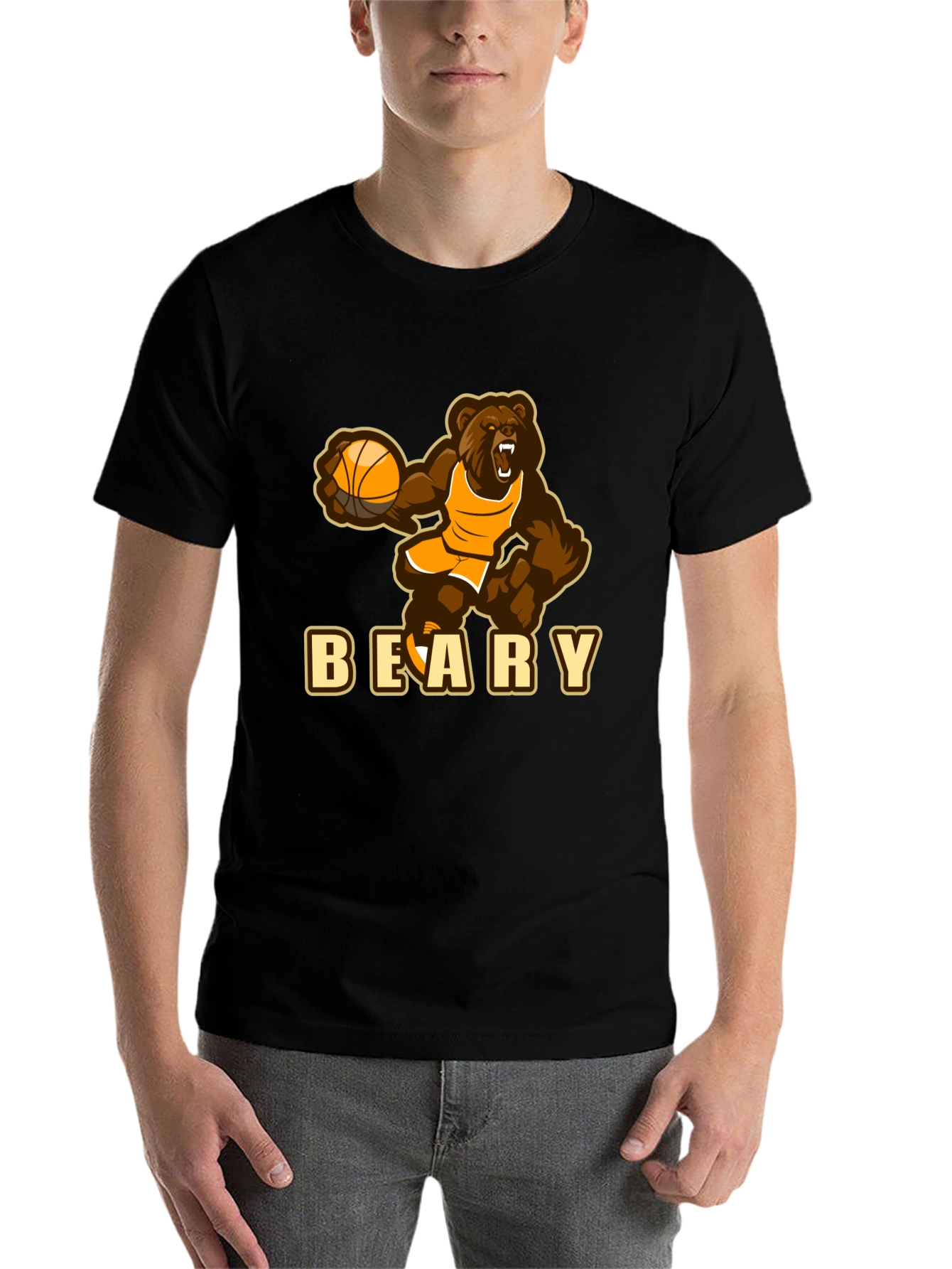 Black Beary Basketball T-Shirt - Funny Sports Tee view 7