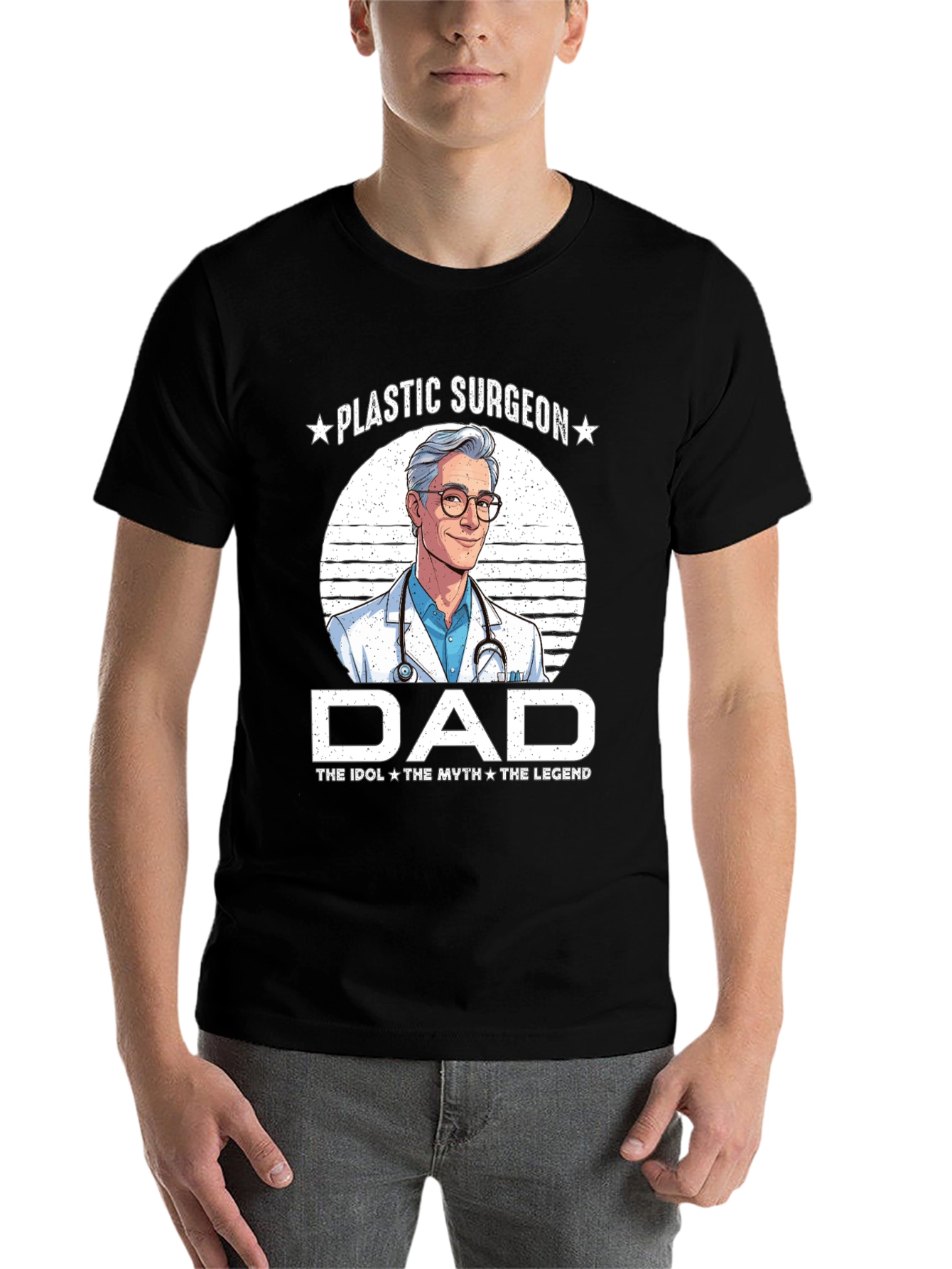 Black Plastic Surgeon Dad T-Shirt - Idol, Myth, Legend view 7