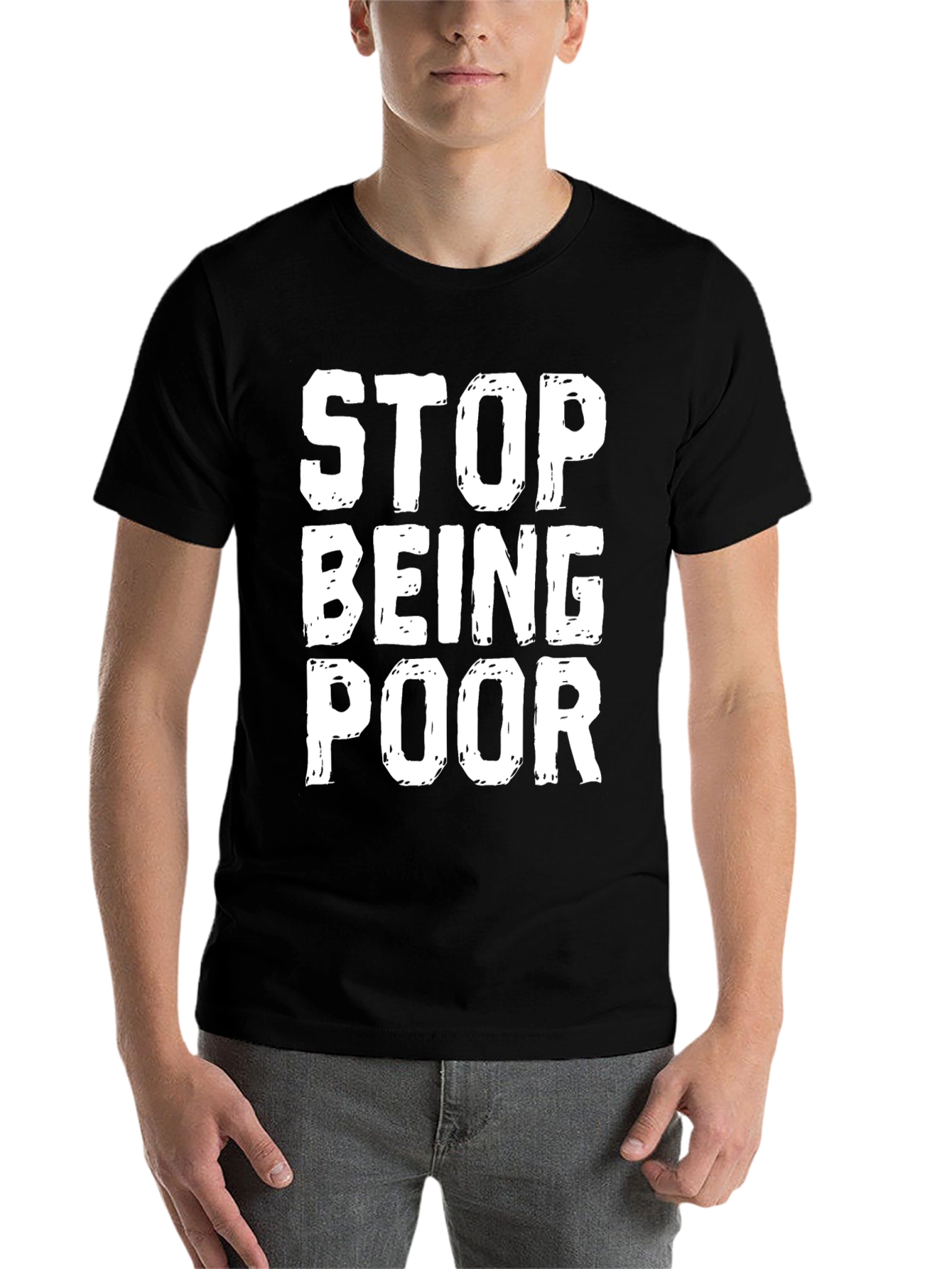 Black Stop Being Poor Graphic T-Shirt view 7