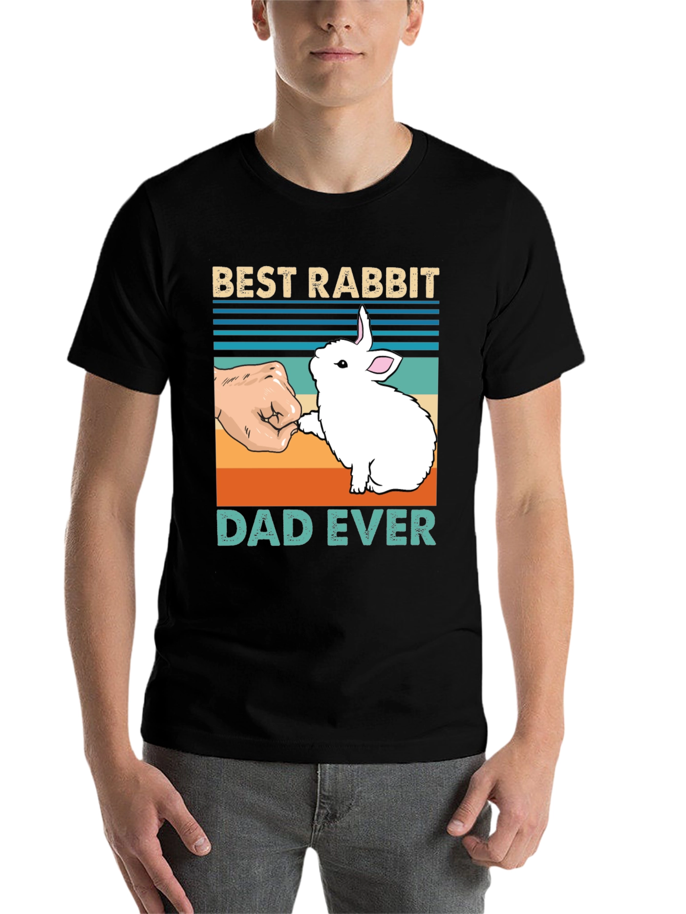 Black Best Rabbit Dad Ever T-Shirt view 7