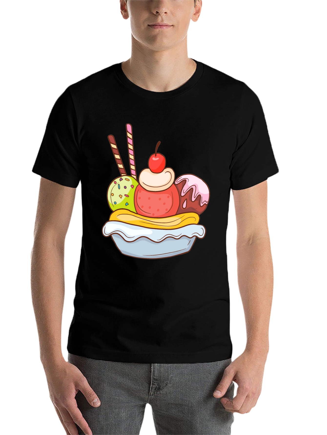 Black Banana Split Graphic Tee - Dessert Lover T-Shirt view 7