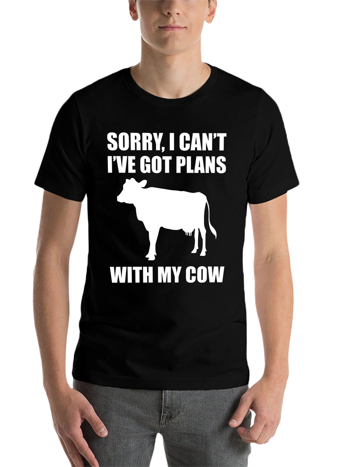 Black Funny Cow Lover T-Shirt - I've Got Plans With My Cow view 7