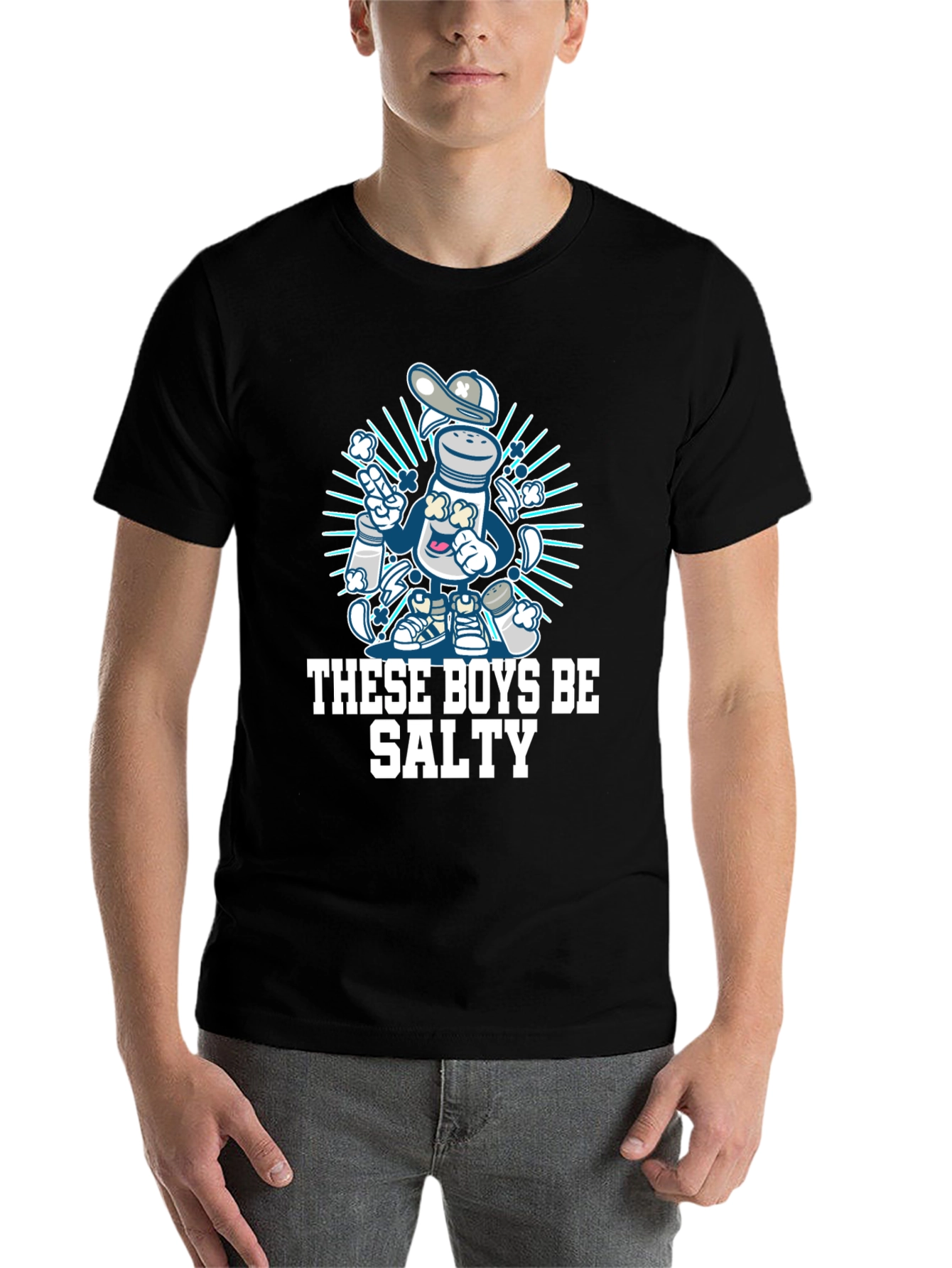Black Salty Graphic Tee - These Boys Be Salty Funny T-Shirt view 7