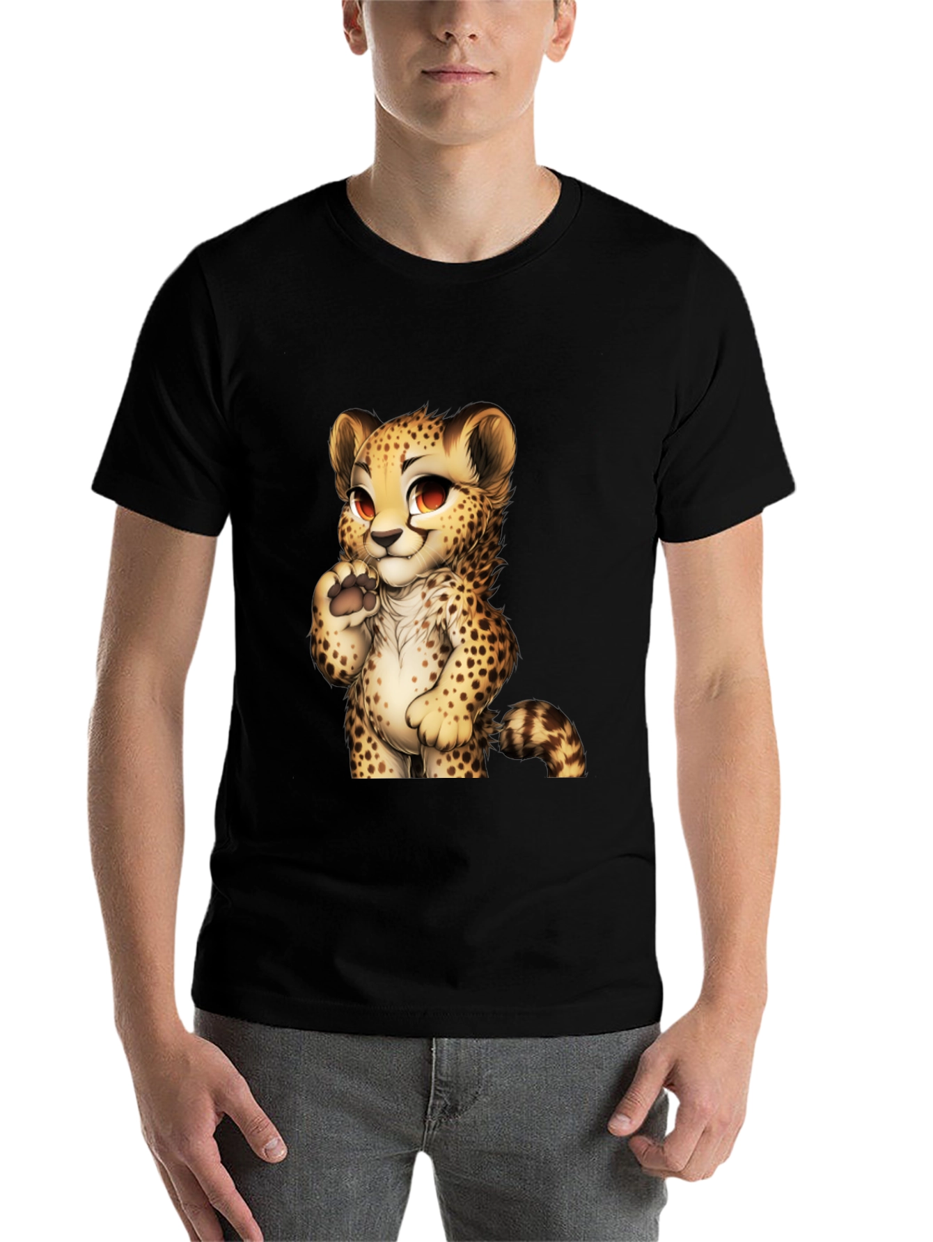 Black Cute Cheetah Graphic Tee - Black view 7