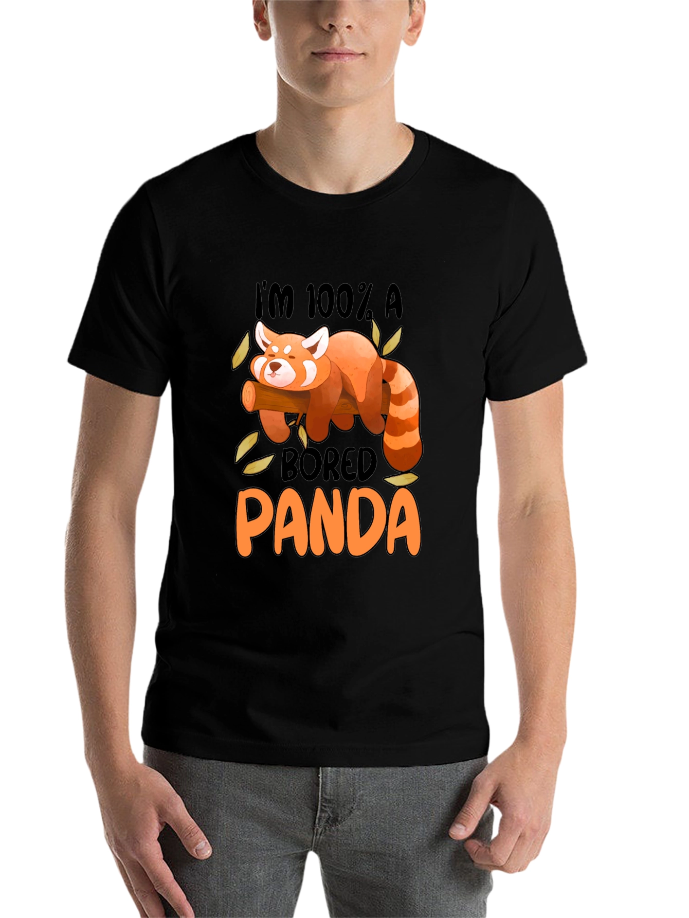 Black Bored Panda Graphic Tee - Black Cotton Casual Shirt view 7