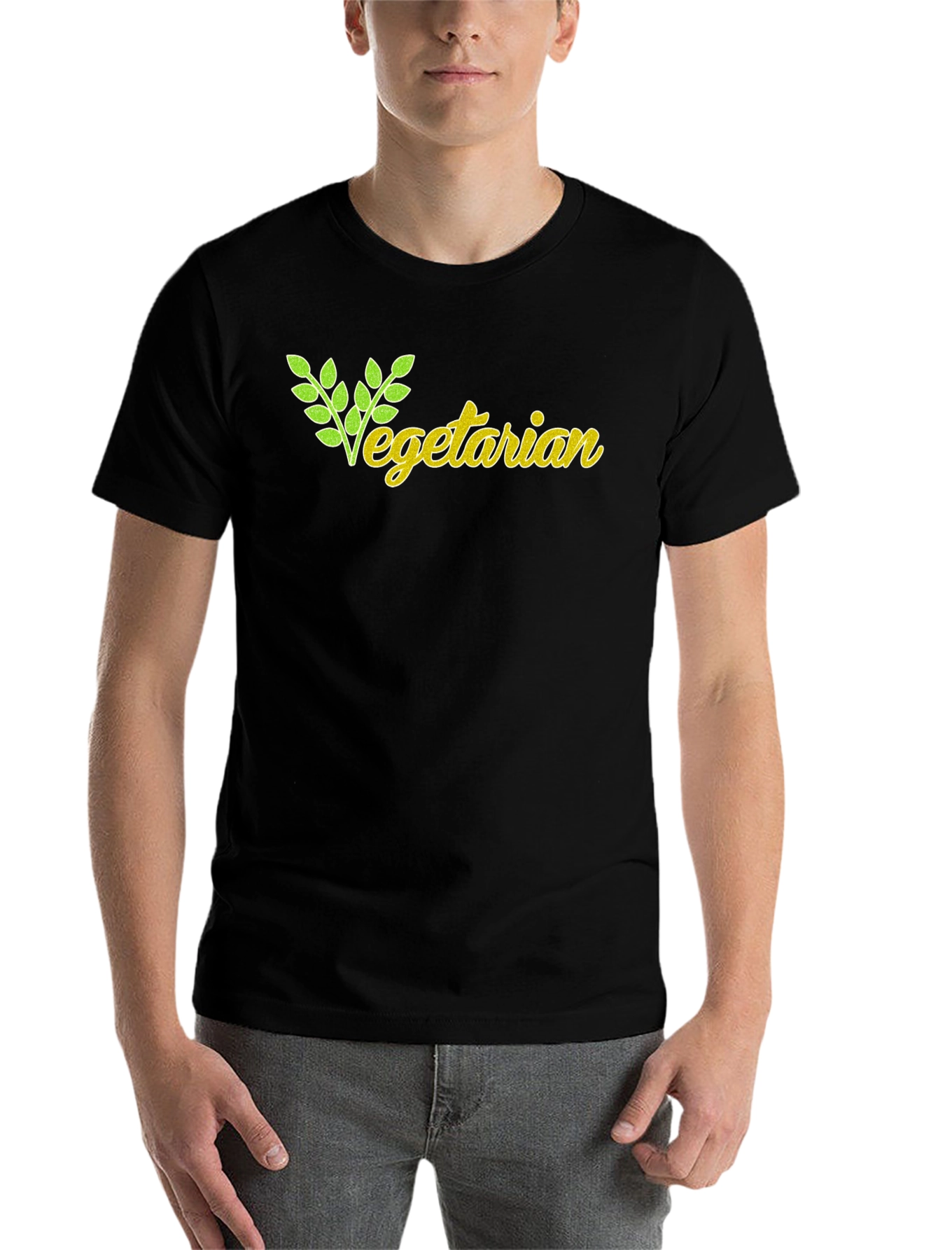 Black Vegetarian Graphic T-Shirt - Black view 7