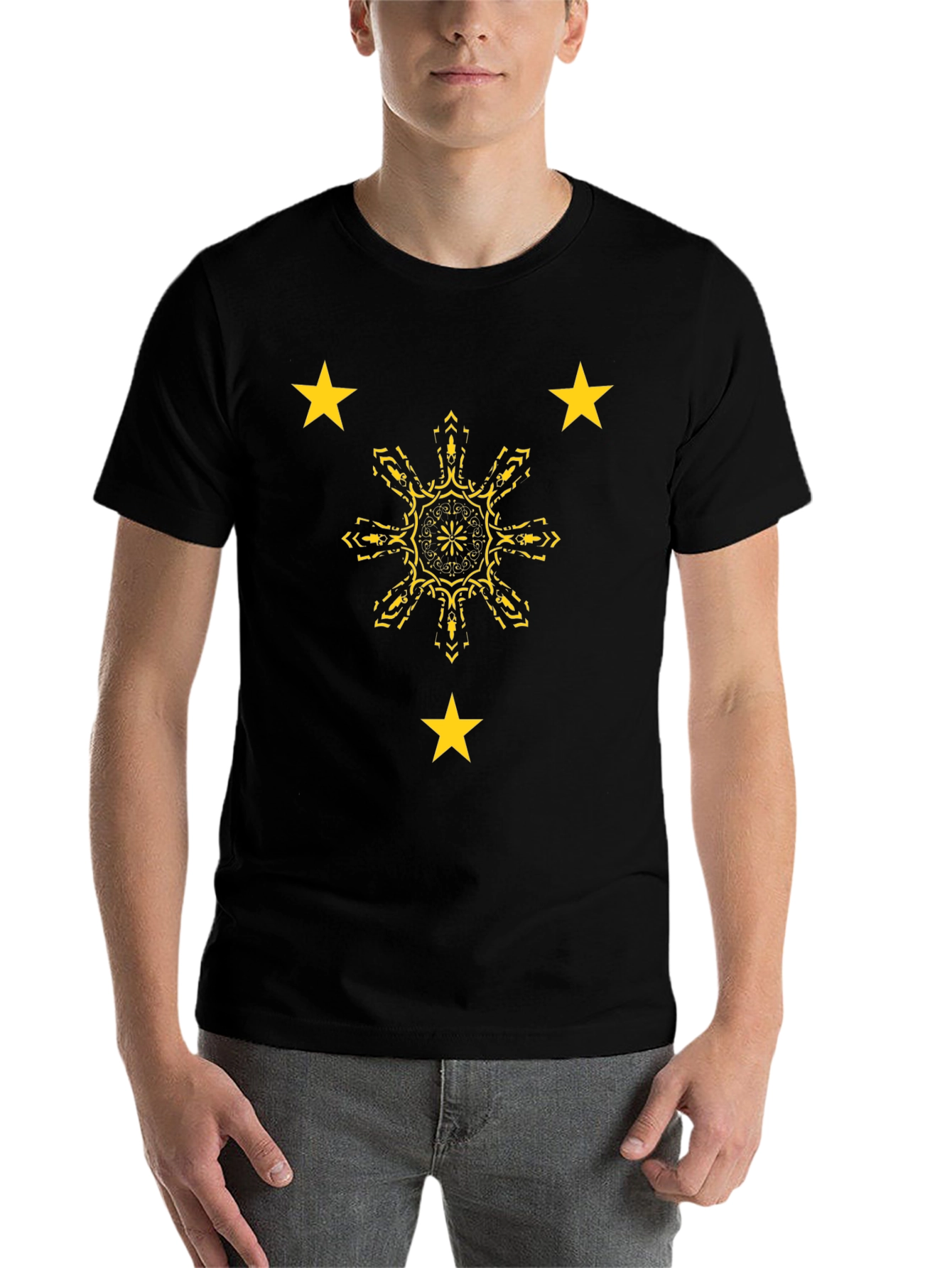 Black Filipino Pride Black Tee: Sun & Stars view 7