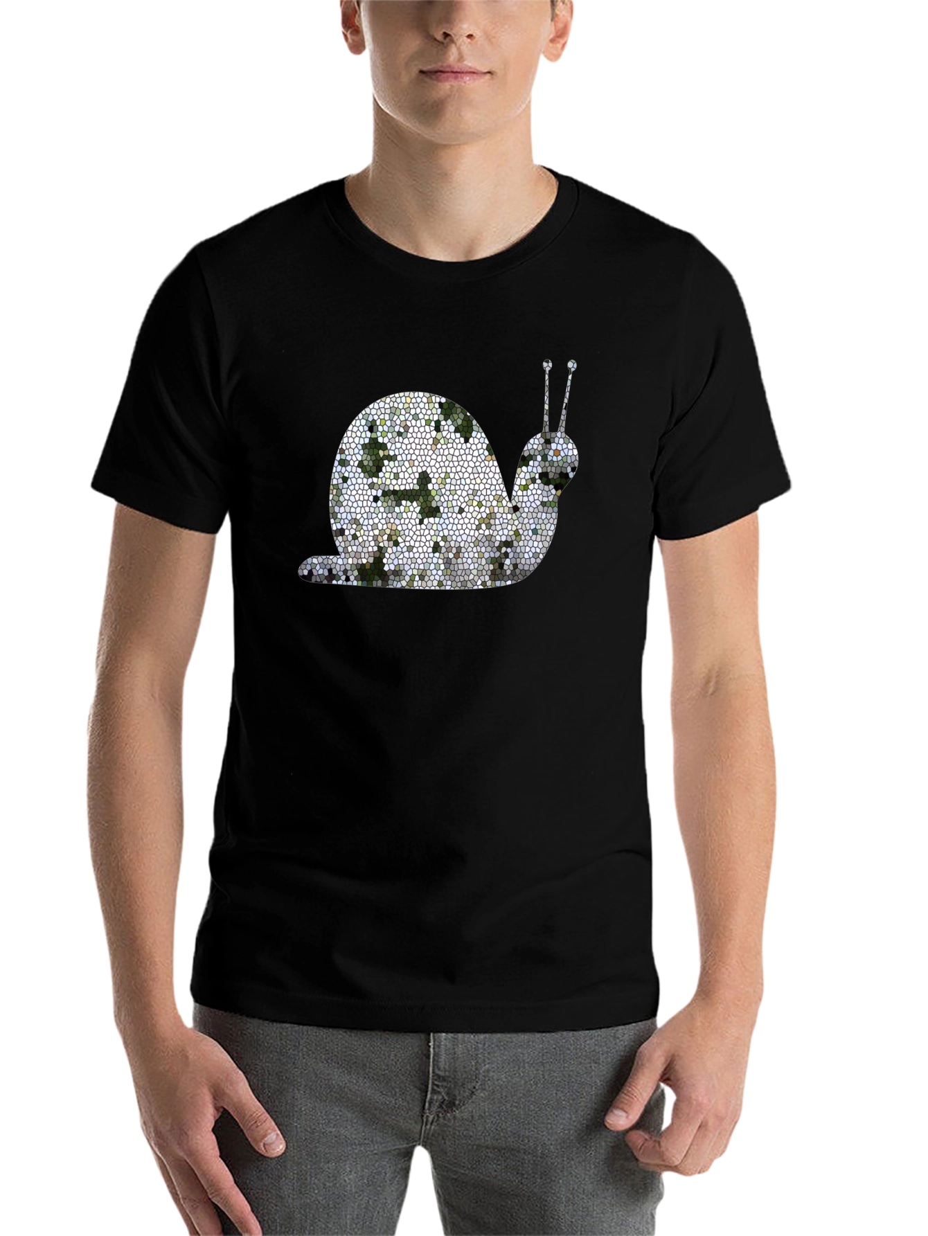Black Mosaic Snail Graphic Tee - Unique Design view 7