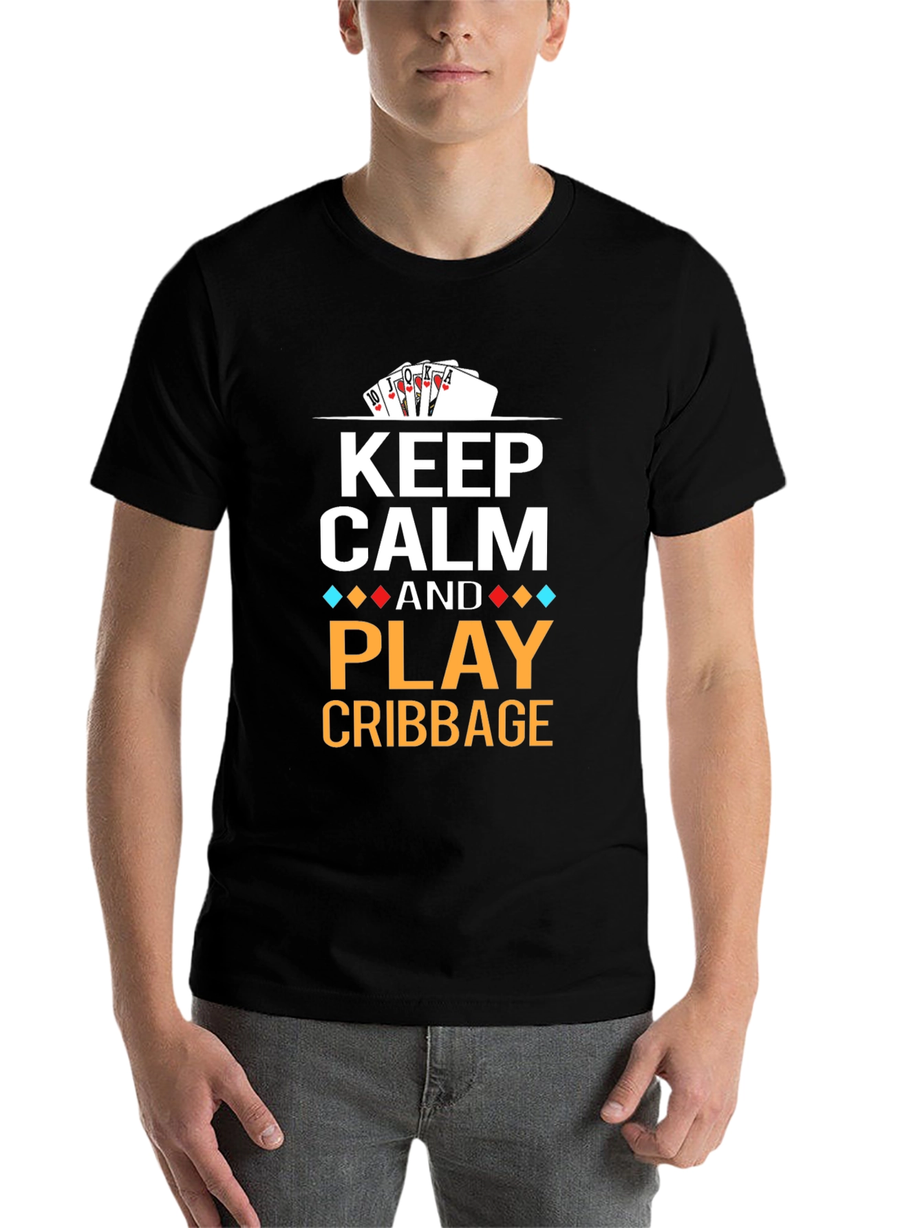 Black Keep Calm and Play Cribbage T-Shirt view 7