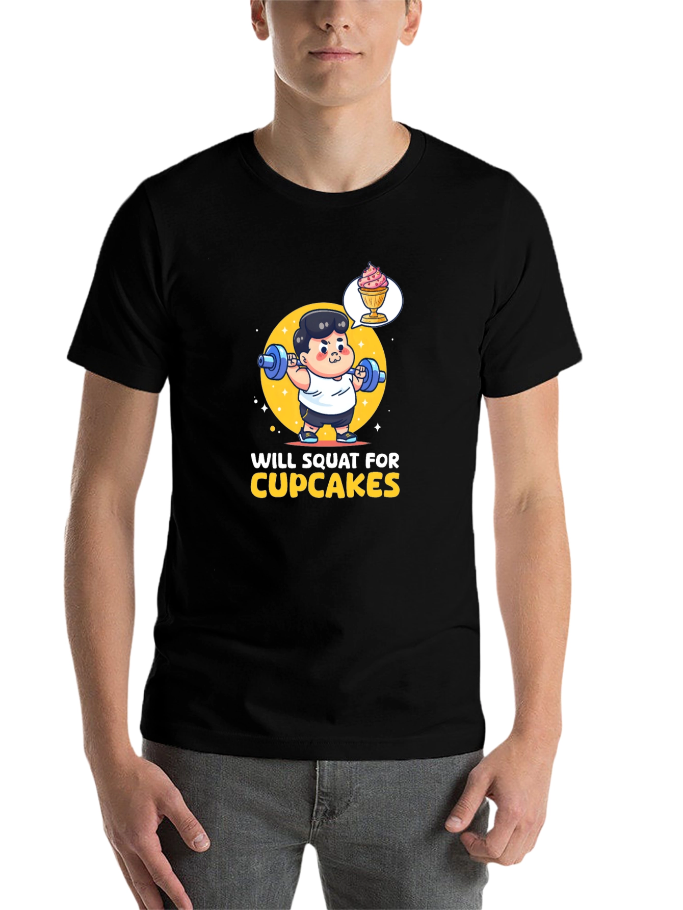 Black Will Squat for Cupcakes Graphic Tee view 7