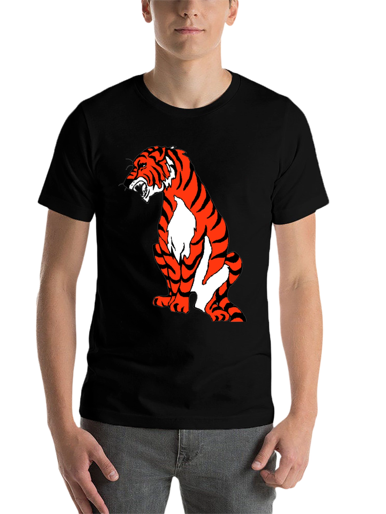 Black Tiger Graphic Black T-Shirt view 7