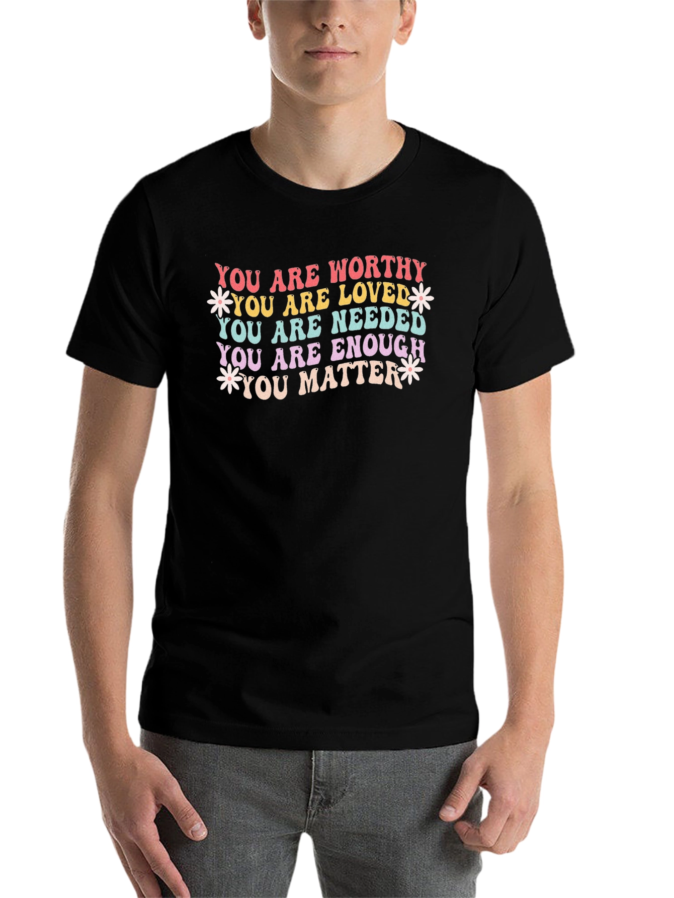 Black You Are Enough T-Shirt - Motivational Graphic Tee view 7