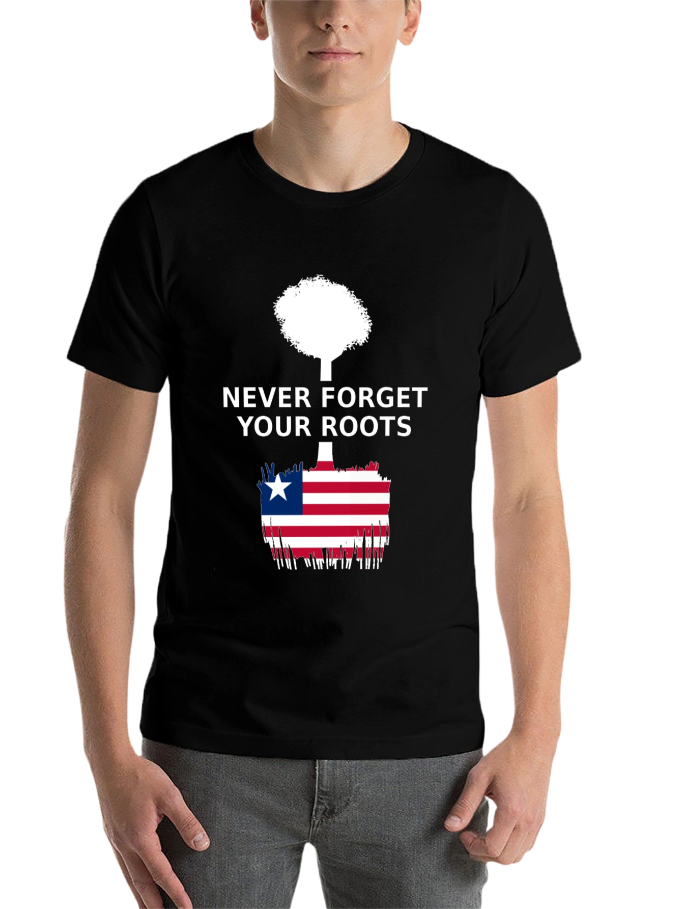 Black Never Forget Your Roots Liberia Flag T-Shirt view 7