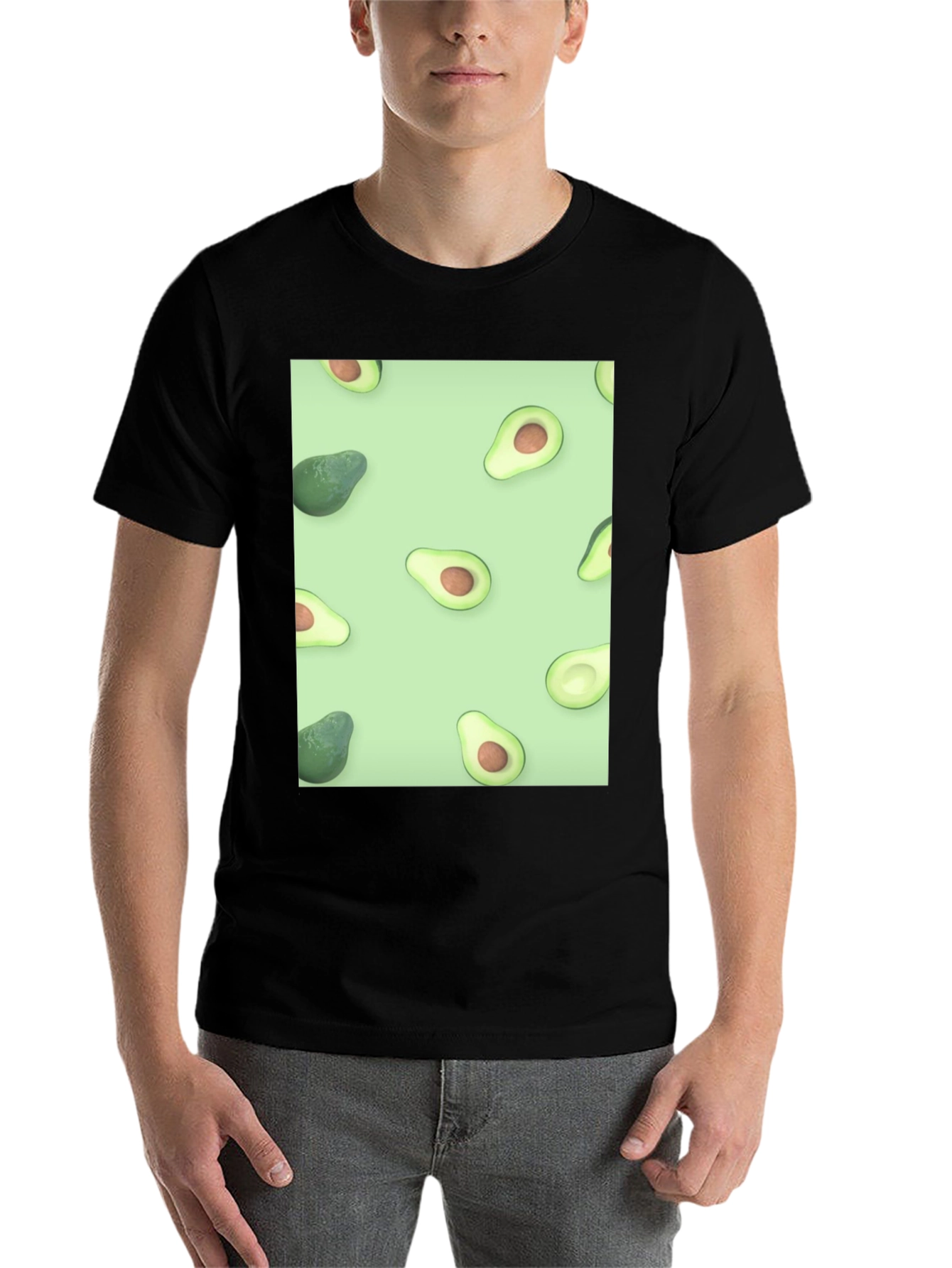 Black Avocado Patterned T-Shirt - Stylish & Unique! view 7