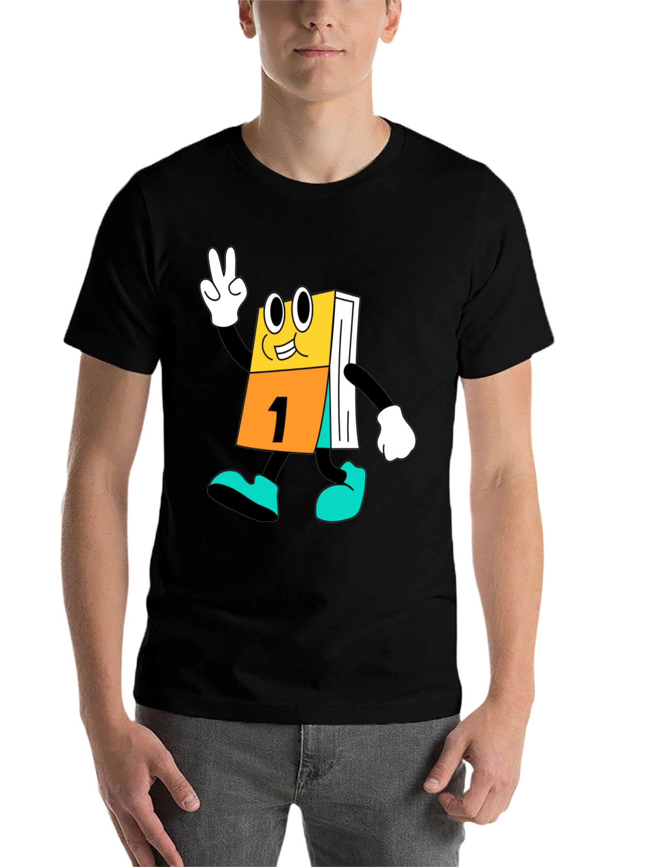 Black Cartoon Calendar Black T-Shirt view 7
