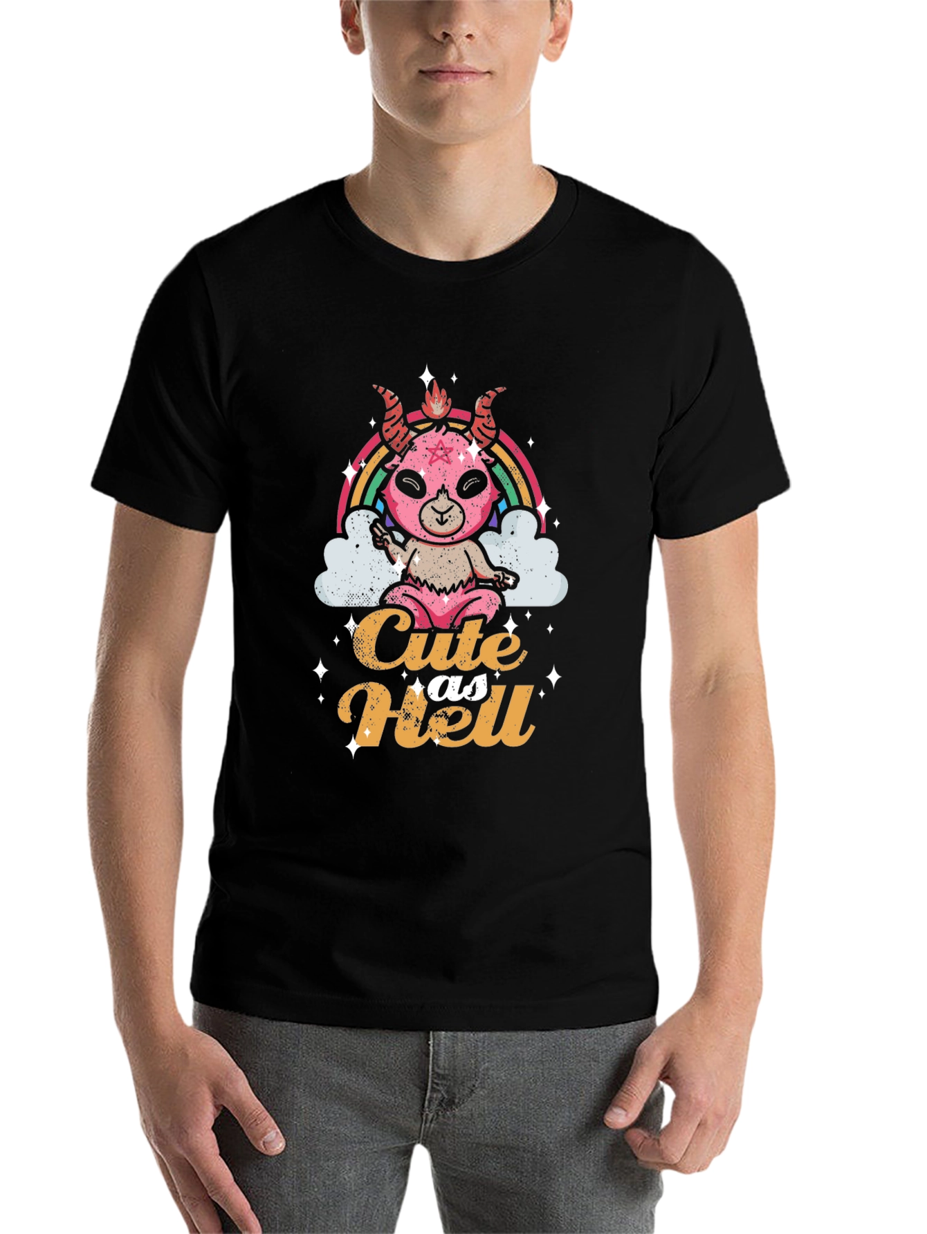 Black Cute as Hell Black T-Shirt view 7