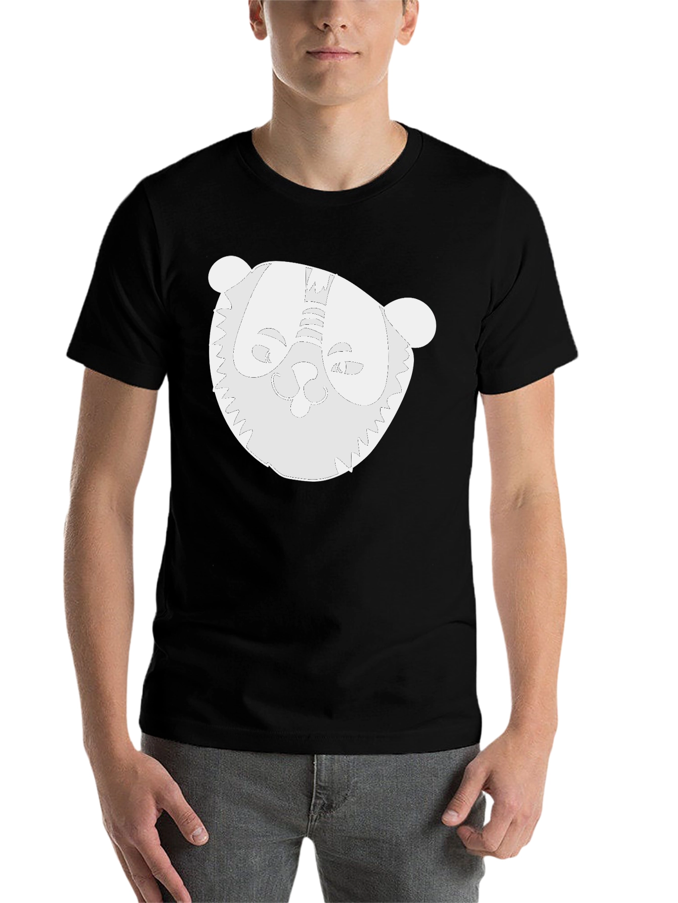 Black Whimsical Panda Graphic Black T-Shirt view 7