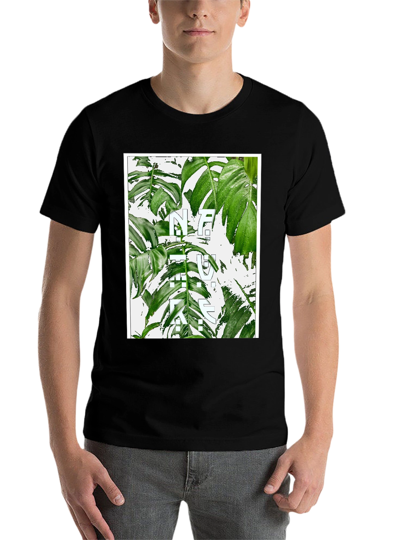 Black Nature Graphic T-Shirt - Modern Botanical Print view 7