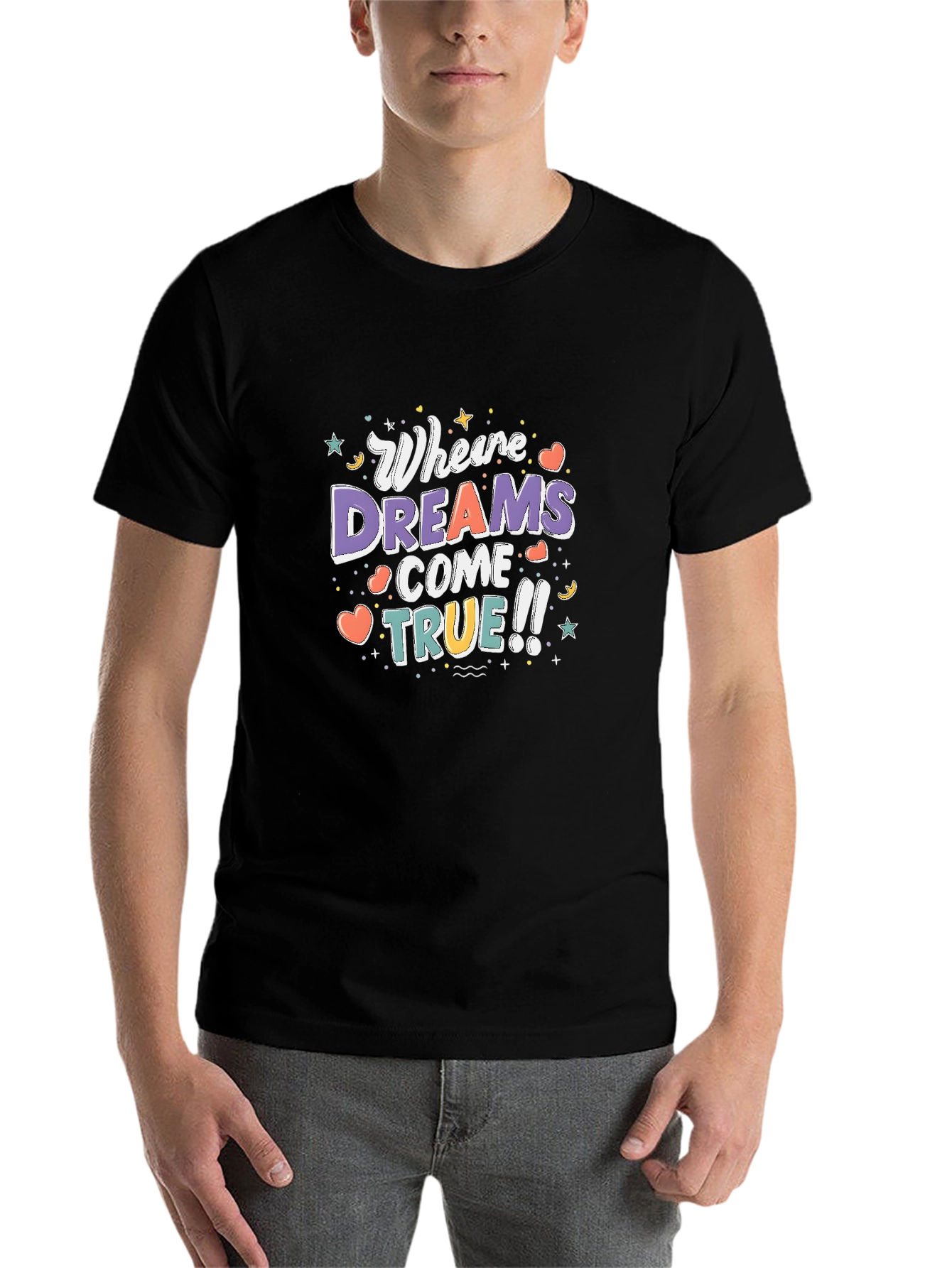 Black Dreams Come True Graphic T-Shirt - Black view 7