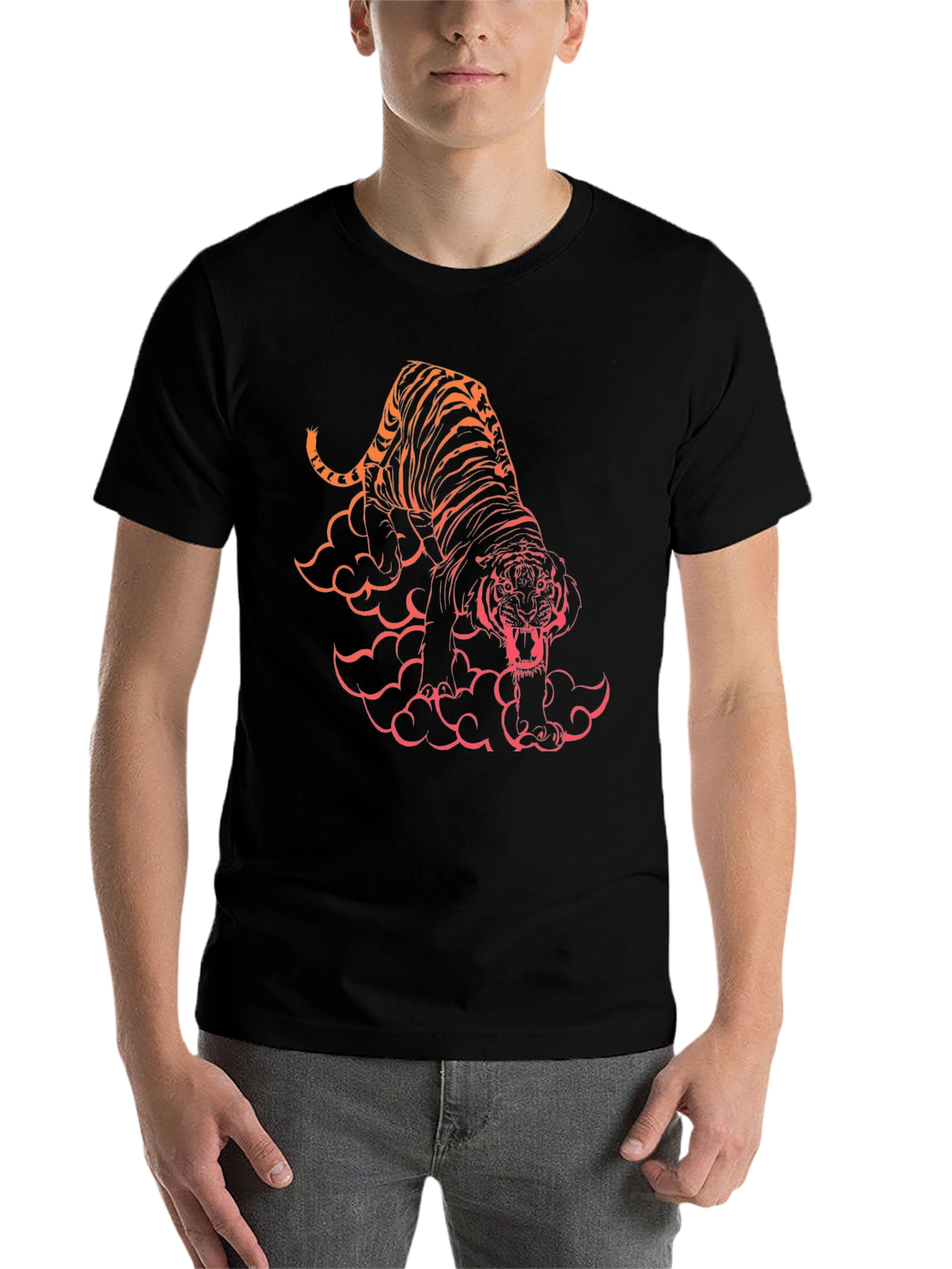 Black Tiger Graphic Black T-Shirt view 7