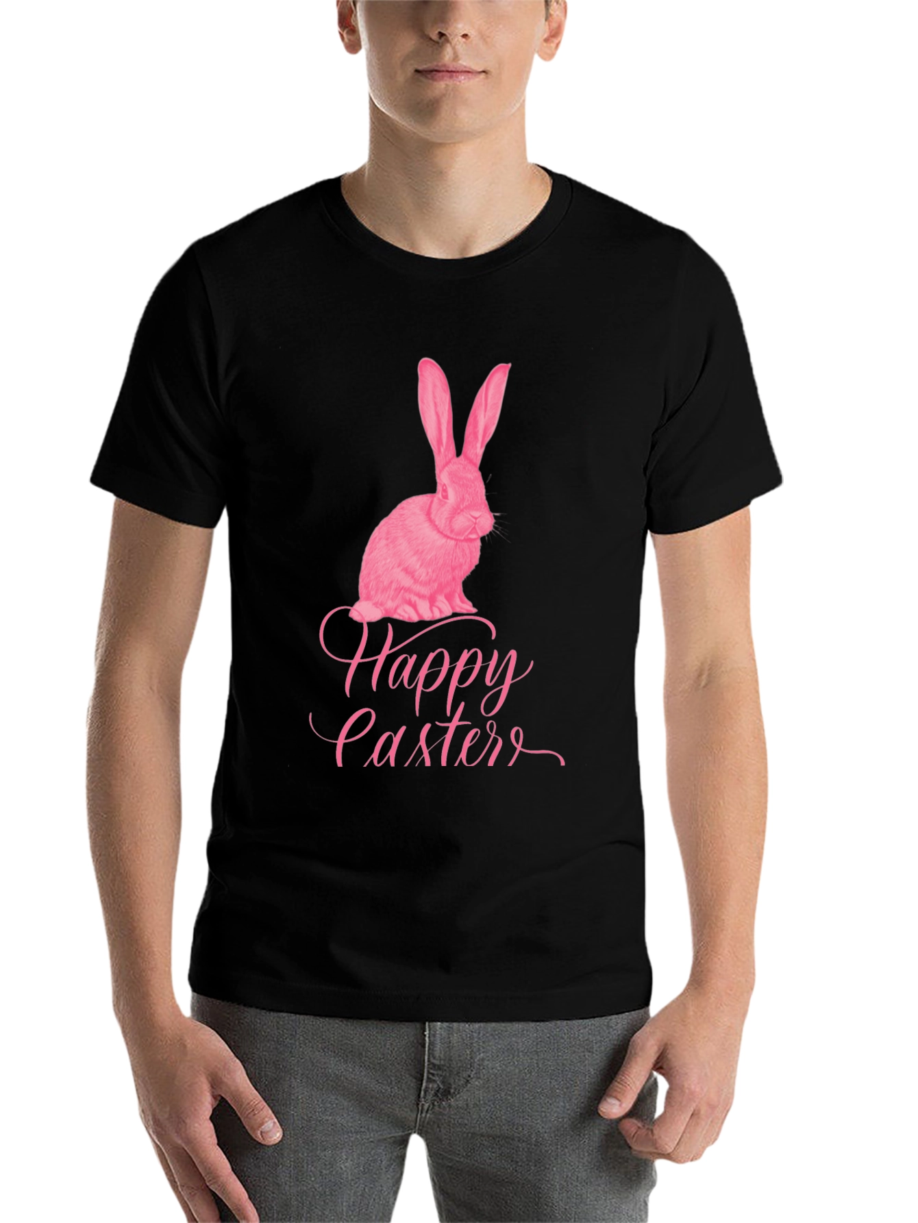 Black Happy Easter Bunny Graphic T-Shirt view 7