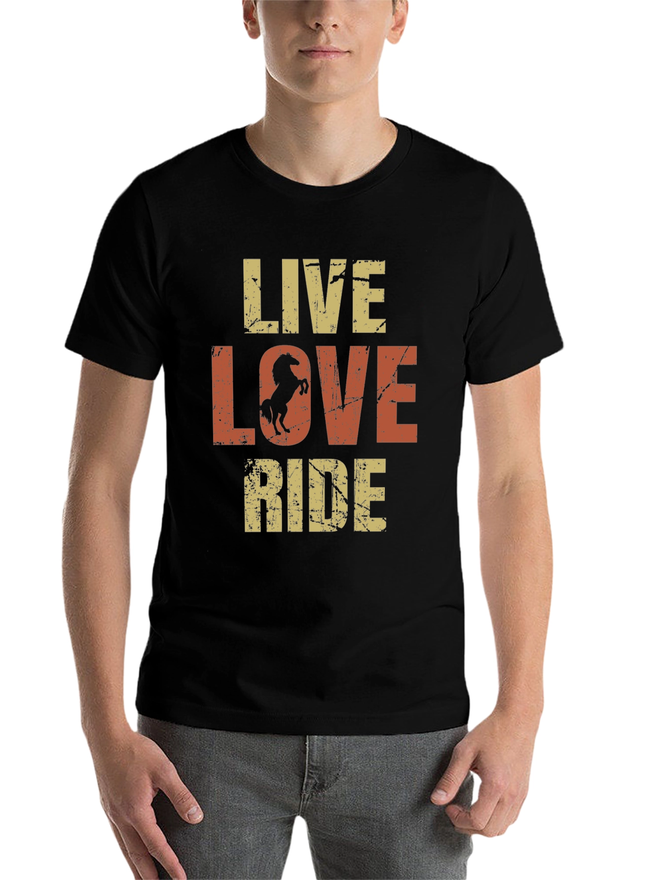 Black Live Love Ride Horse Graphic Tee view 7