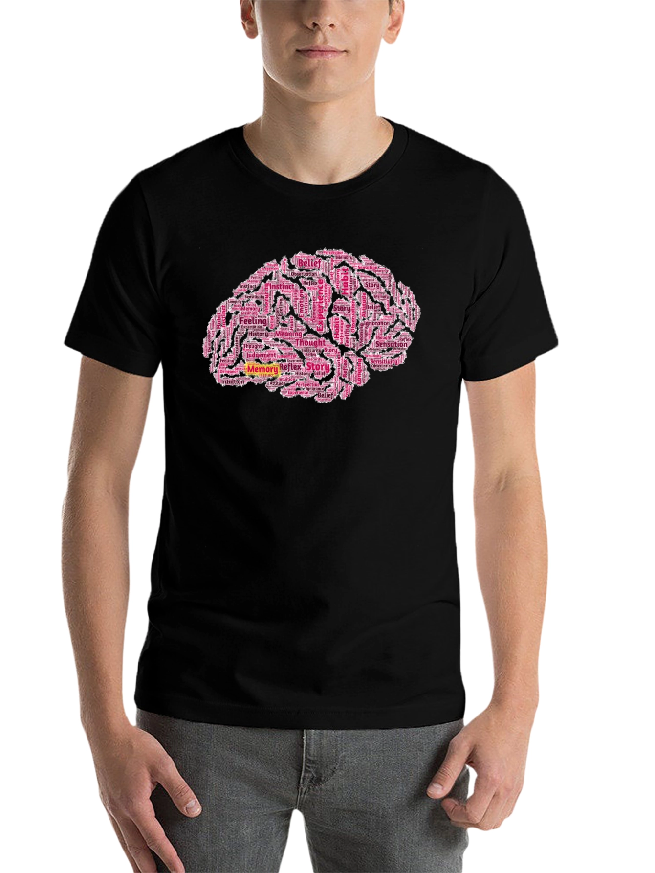 Black Brain Word Cloud Black T-Shirt view 7
