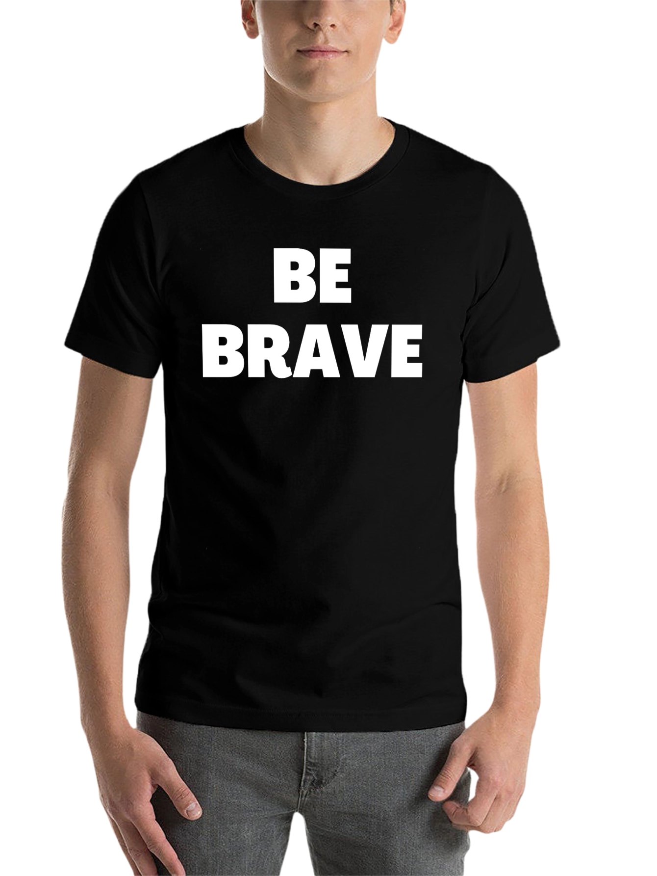 Black Be Brave Graphic Tee - Classic Fit Soft Cotton T-Shirt view 7