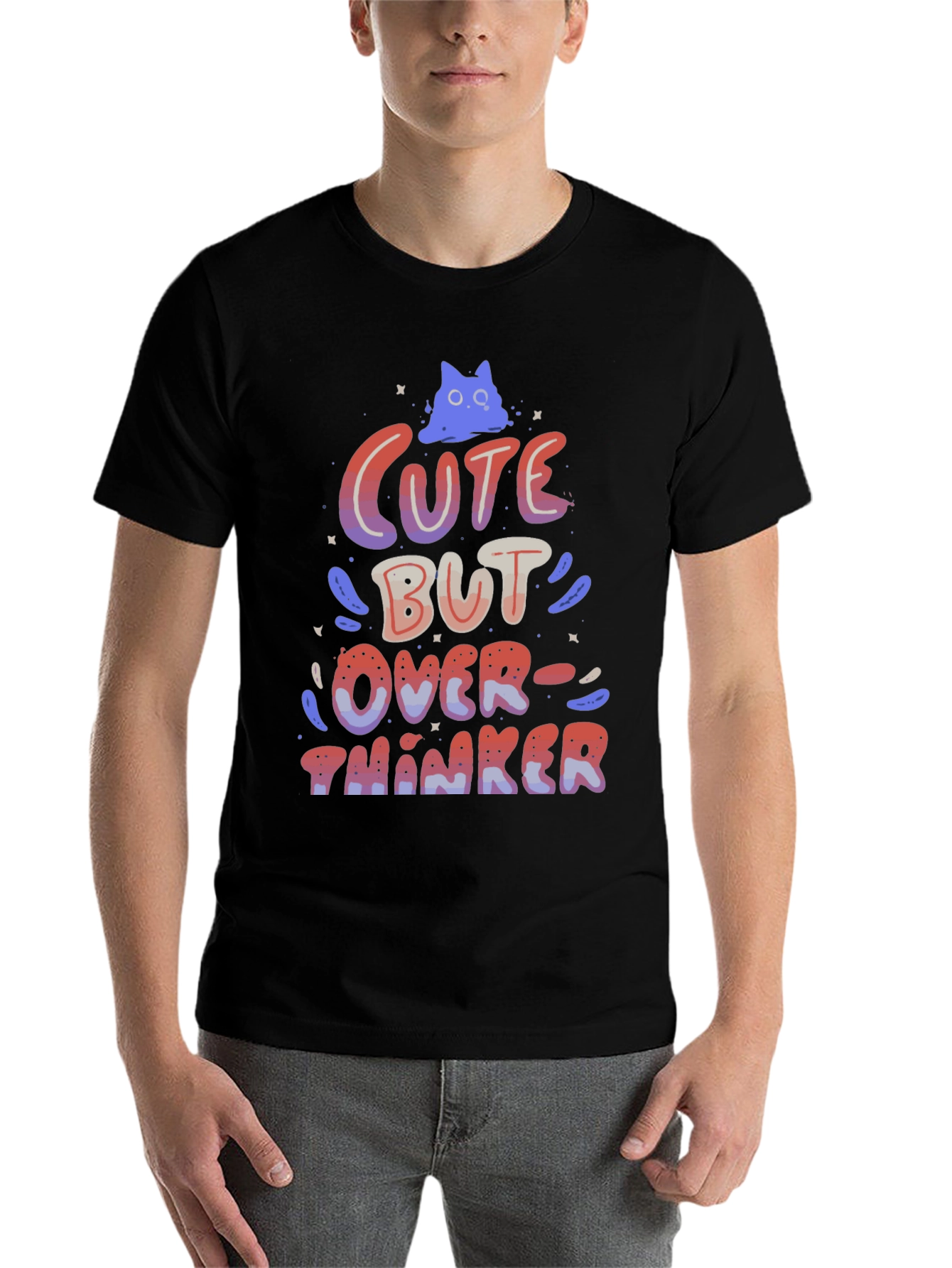Black Cute But Overthinker Graphic T-Shirt view 7