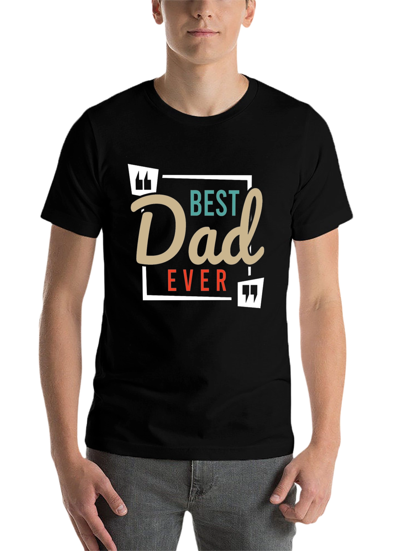 Black Best Dad Ever T-Shirt -  Black Cotton Blend Graphic Tee view 7