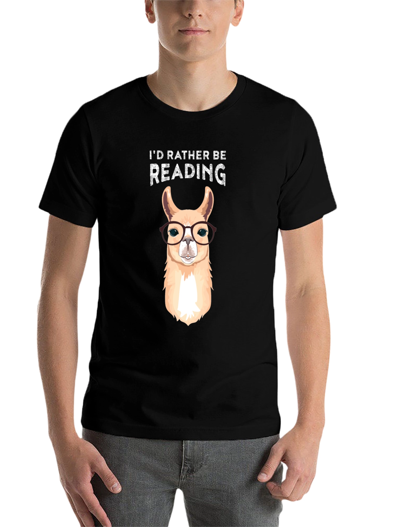 Black Llama Reading T-Shirt - Book Lover Tee view 7