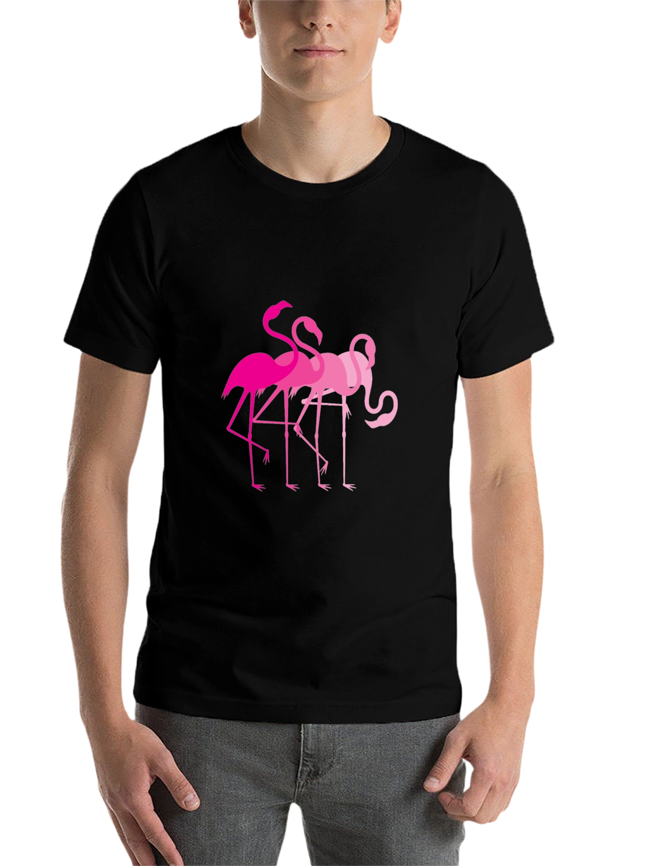 Black Flamingo Graphic Tee - Black Cotton T-Shirt view 7