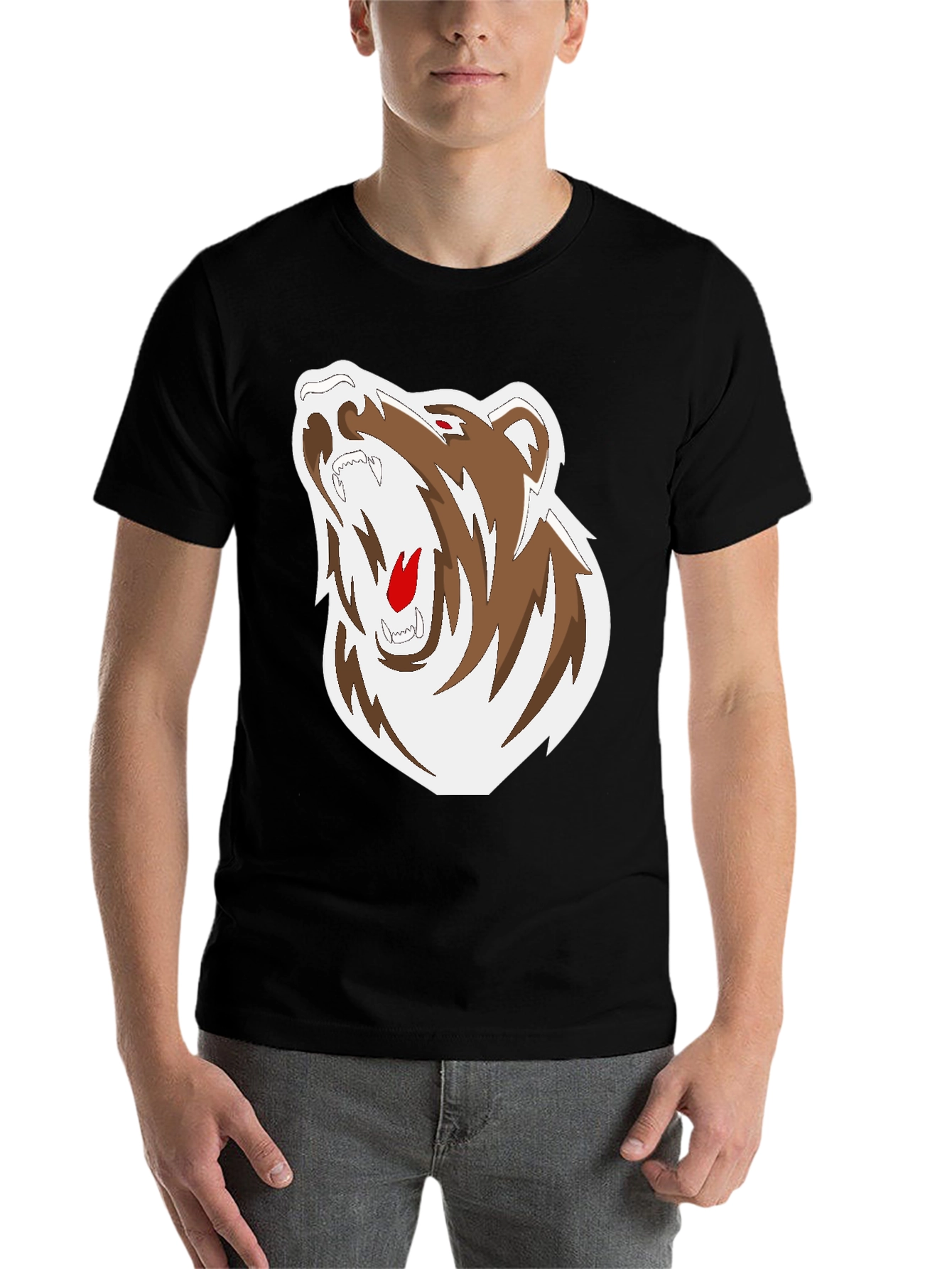 Black Black T-Shirt with Bear Graphic view 7