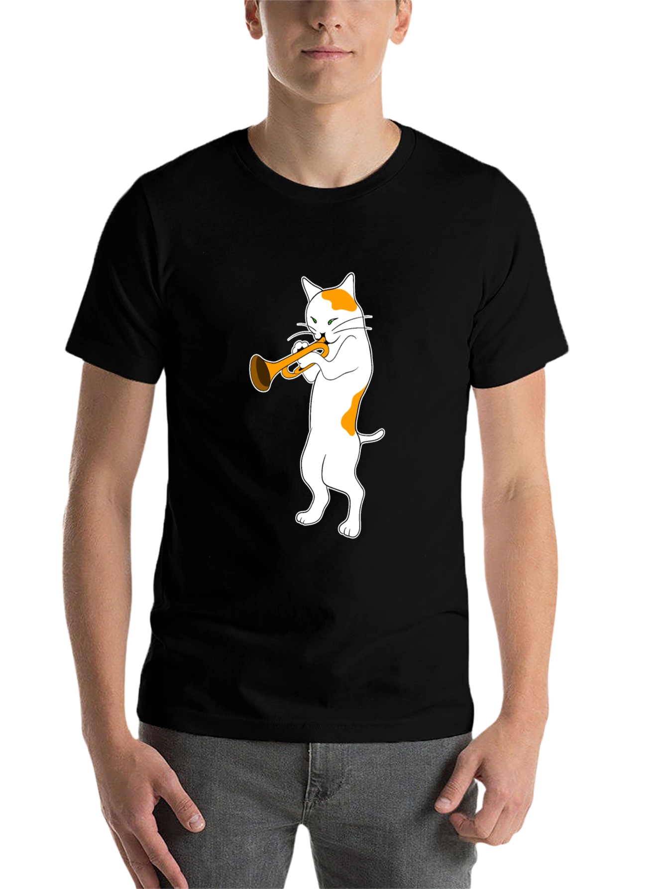 Black Cool Cat Trumpet T-Shirt - Black view 7