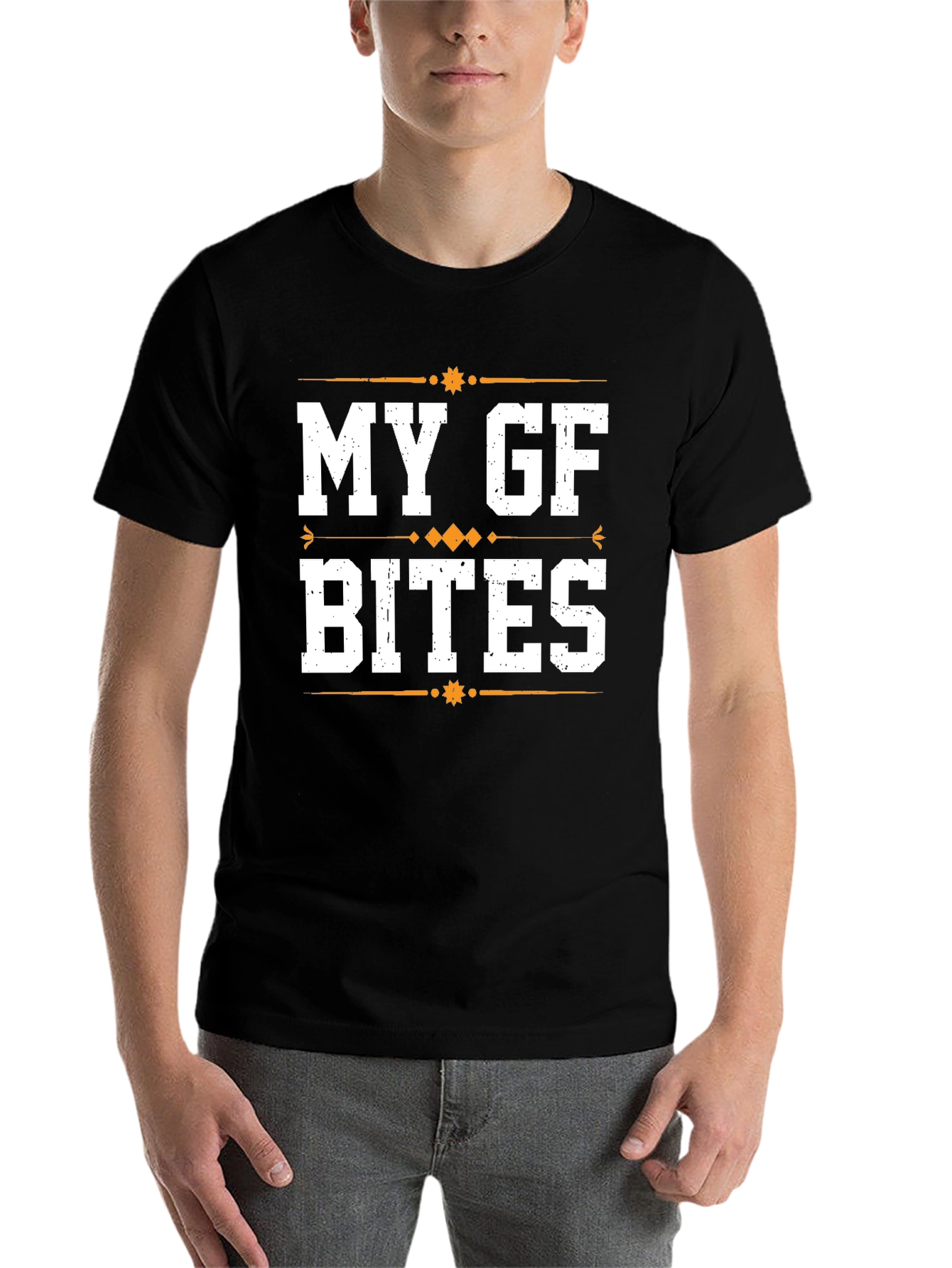 Black My GF Bites Graphic T-Shirt - Funny Sarcastic Tee view 7