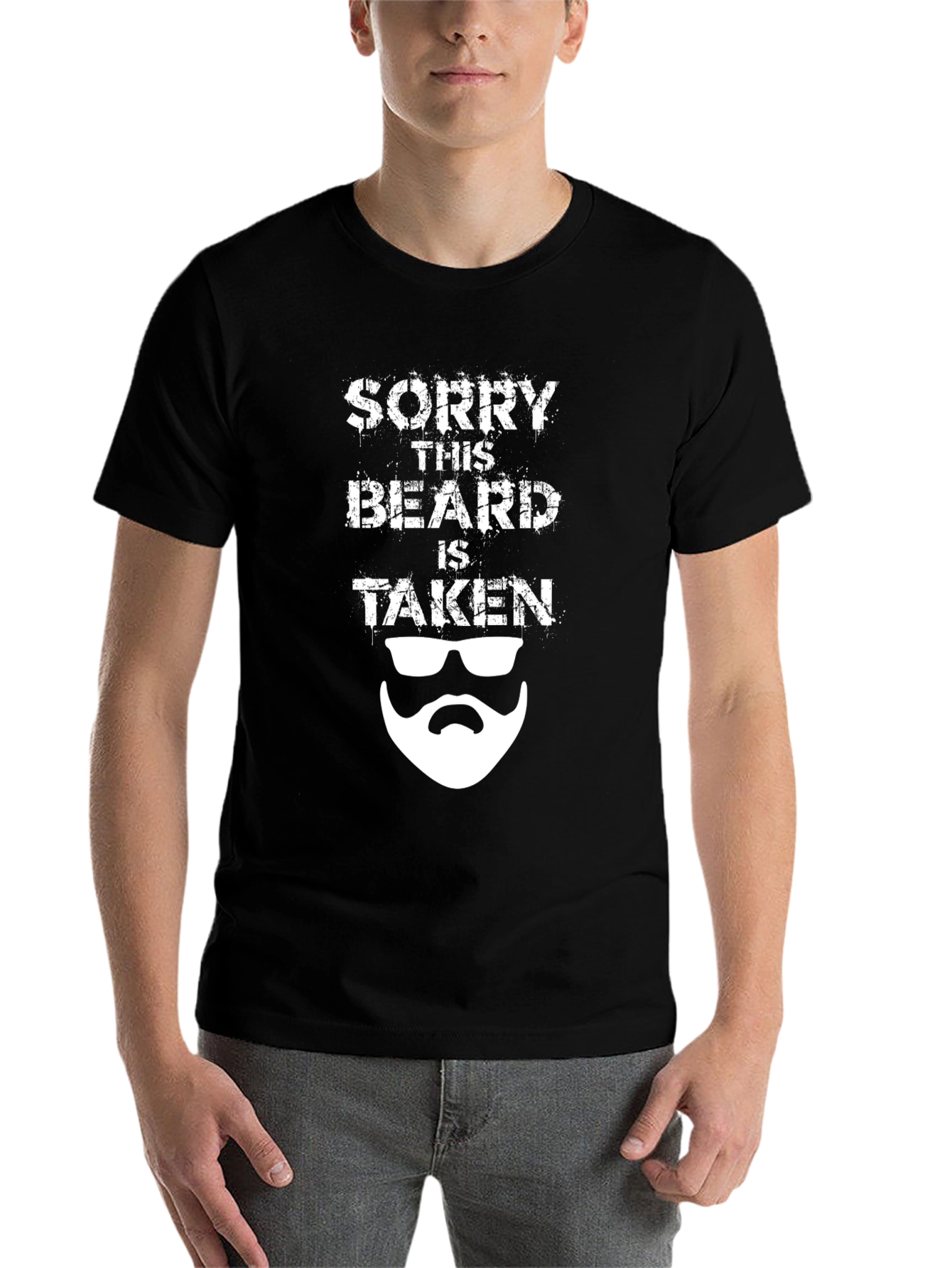 Black Funny Beard Taken T-Shirt - Novelty Graphic Tee view 7