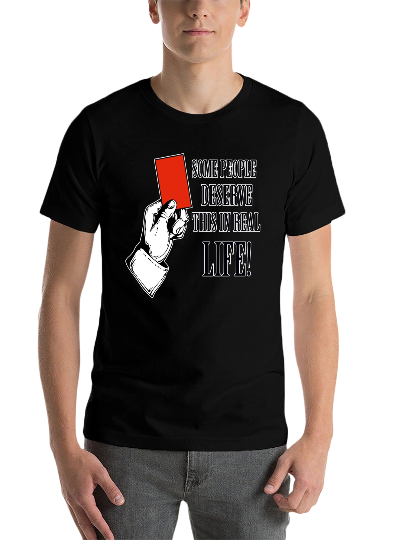 Black Red Card Humor T-Shirt: Some People Deserve It view 7