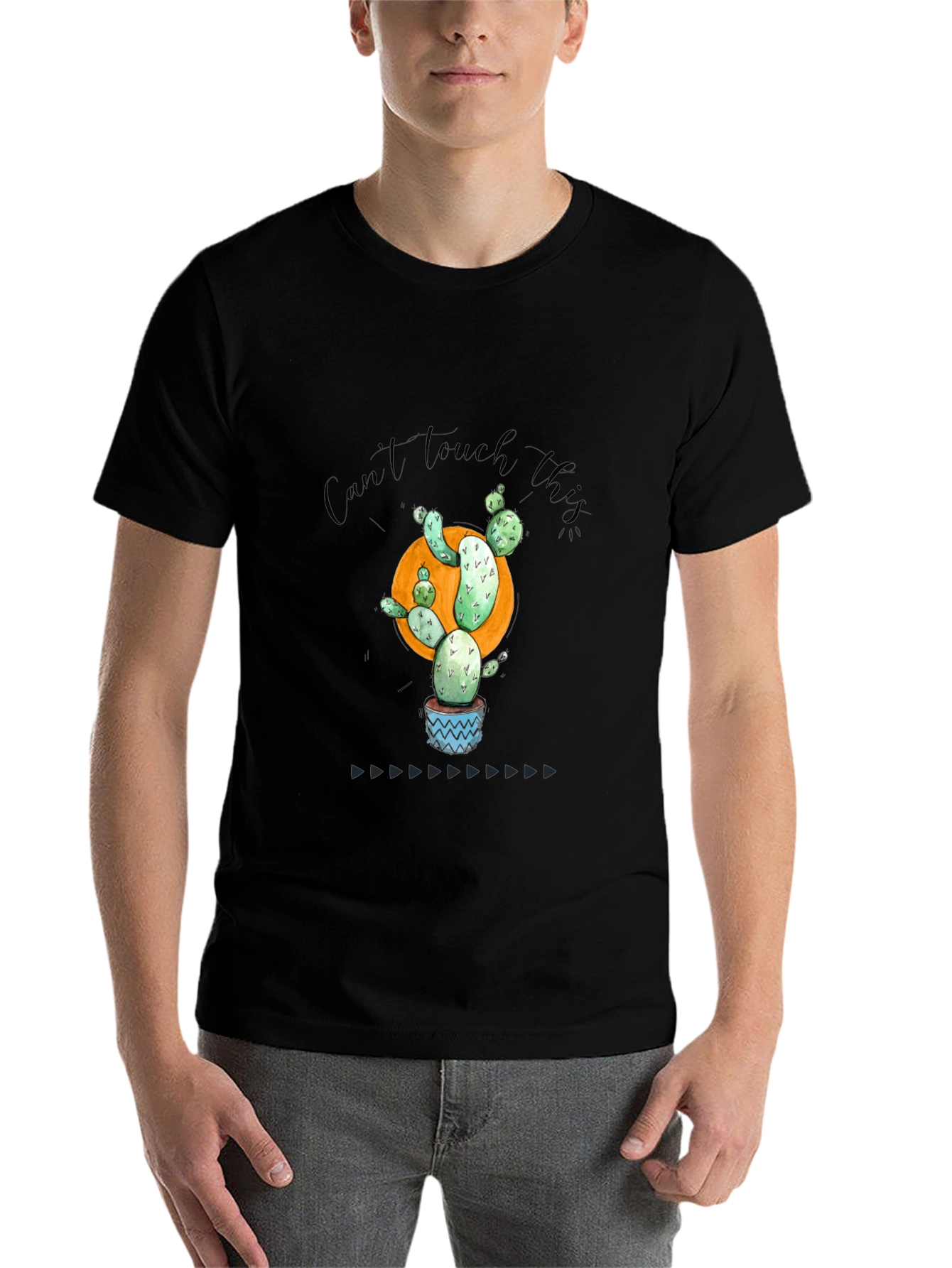 Black Cactus Graphic T-Shirt - "Can't Touch This" Fun Design view 7