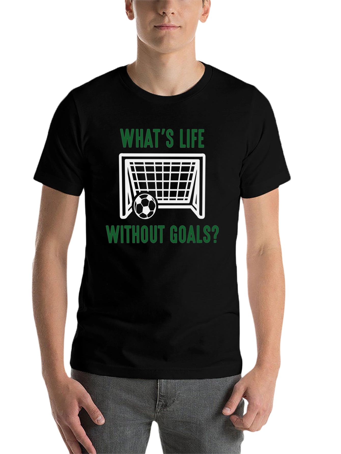 Black What's Life Without Goals? T-Shirt view 7