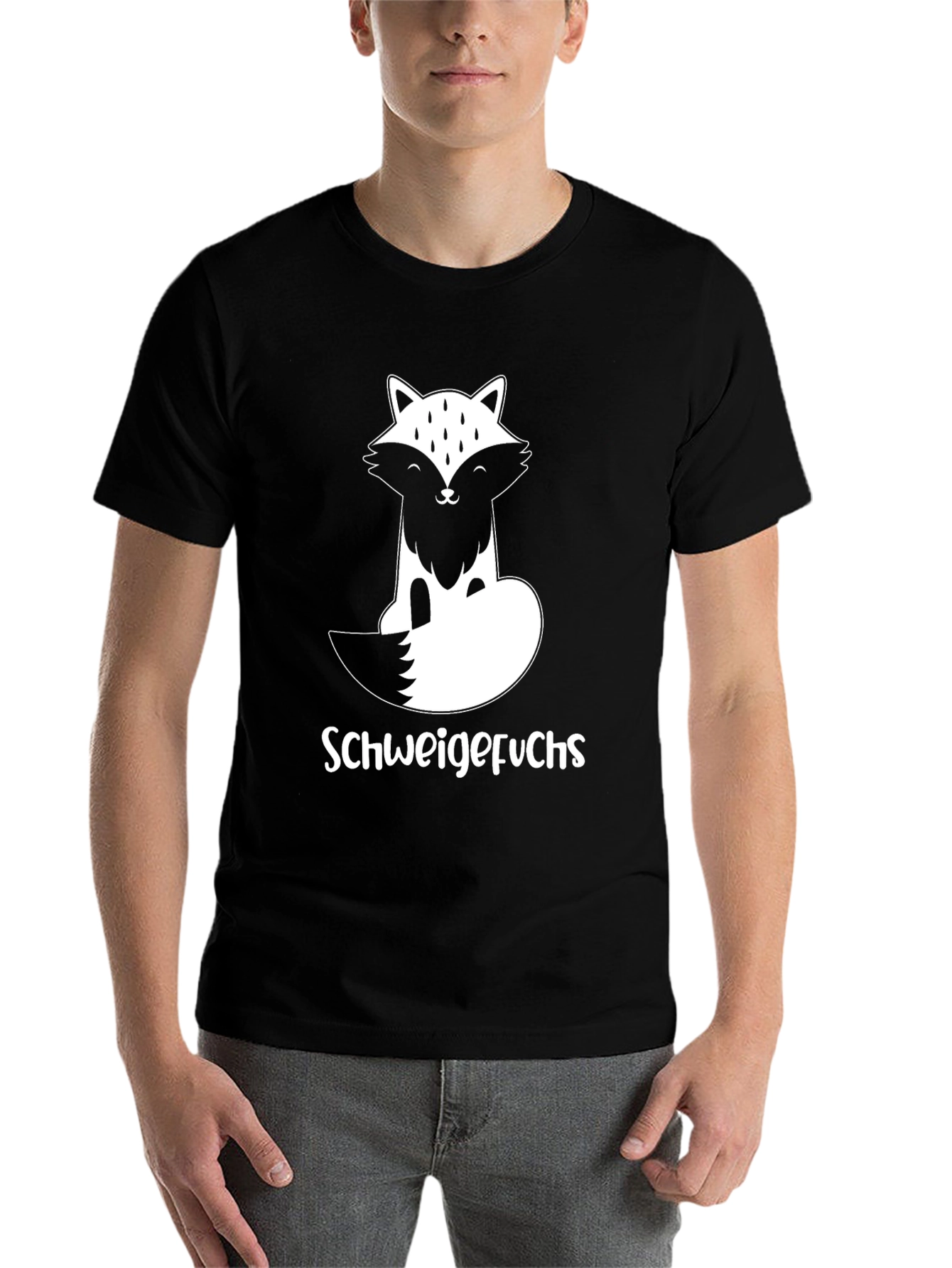 Black Schweigefuchs Graphic T-Shirt - Fox Design view 7