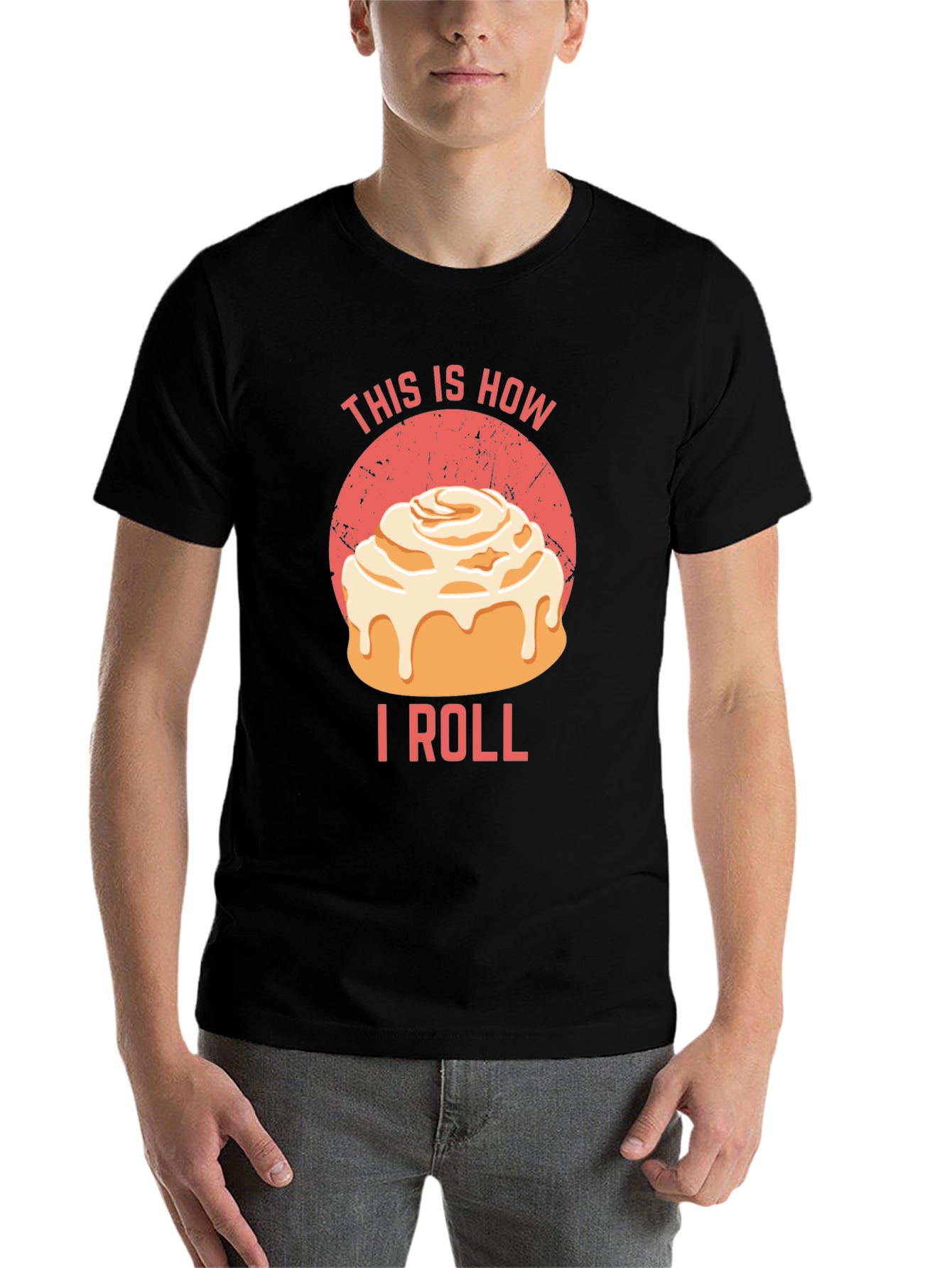 Black This Is How I Roll Cinnamon Roll T-Shirt view 7