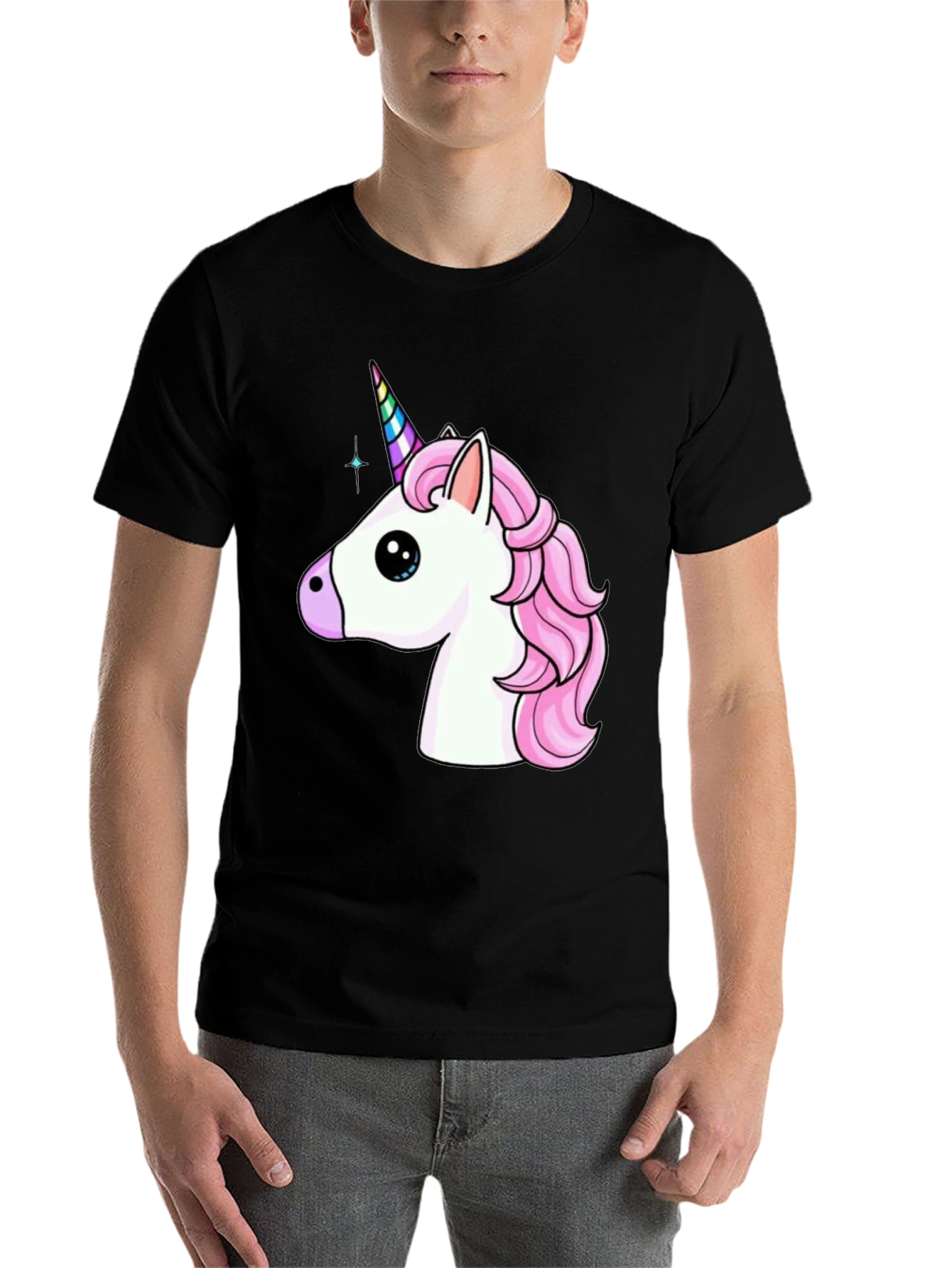 Black Unicorn Graphic Tee - Black Cotton T-Shirt view 7
