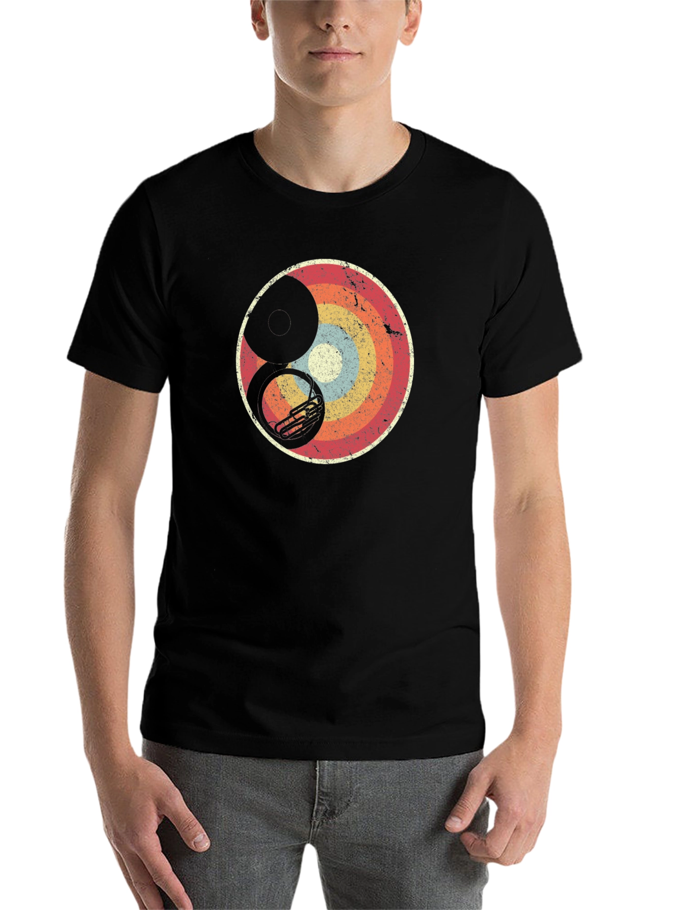 Black Retro Tuba Eclipse Graphic Tee view 7