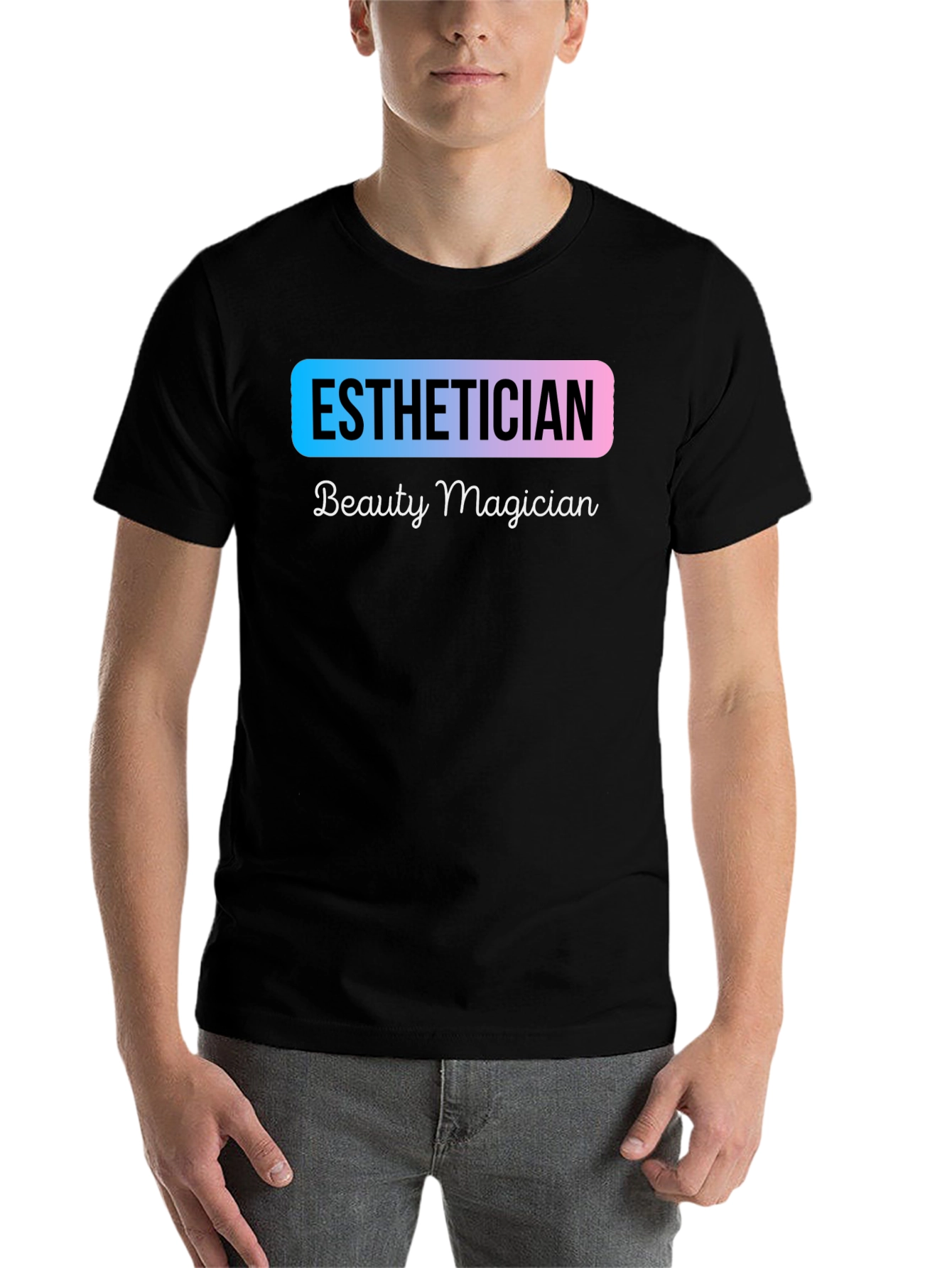 Black Esthetician Beauty Magician Black T-Shirt view 7