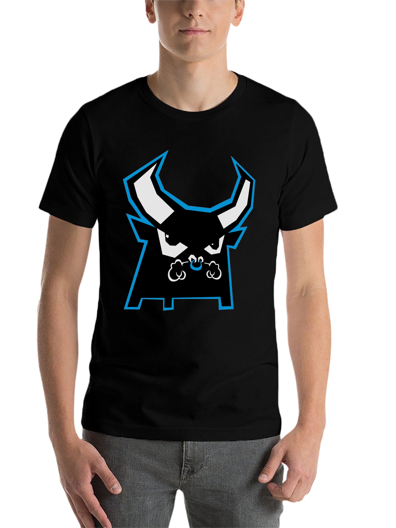 Black Bold Bull Graphic Tee - Black Cotton Casual Wear view 7