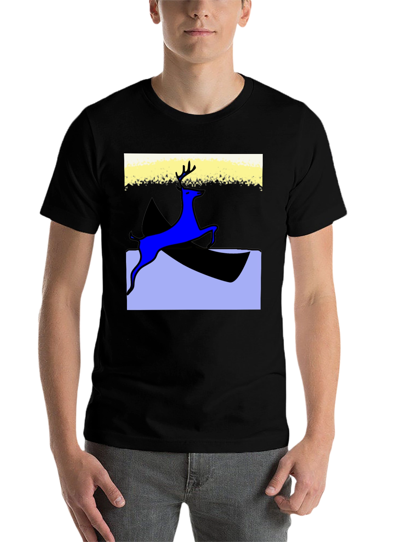 Black Deer Graphic Black T-Shirt - Unique Artistic Design view 7