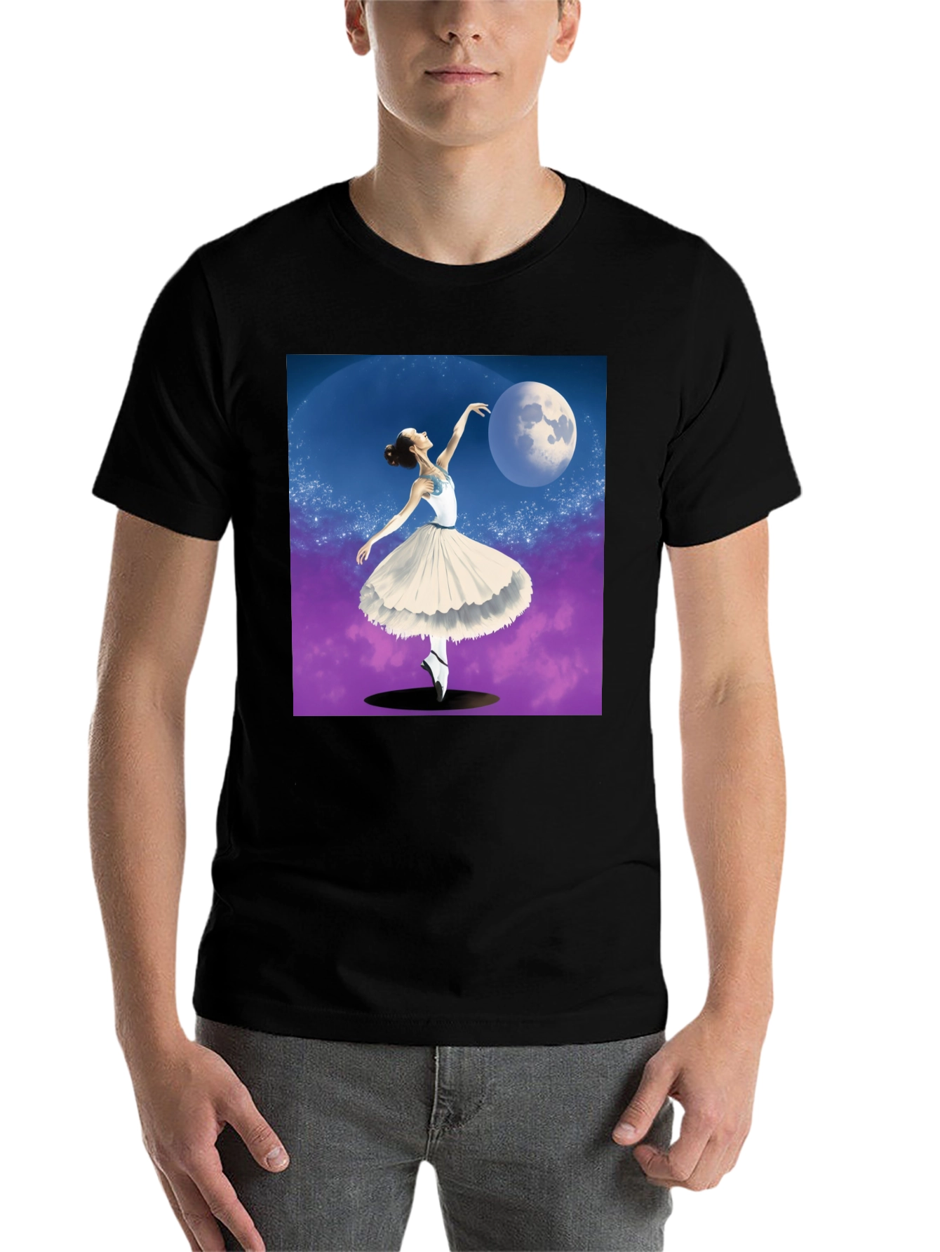 Black Ballerina Moon Dance Graphic Tee - Black view 7